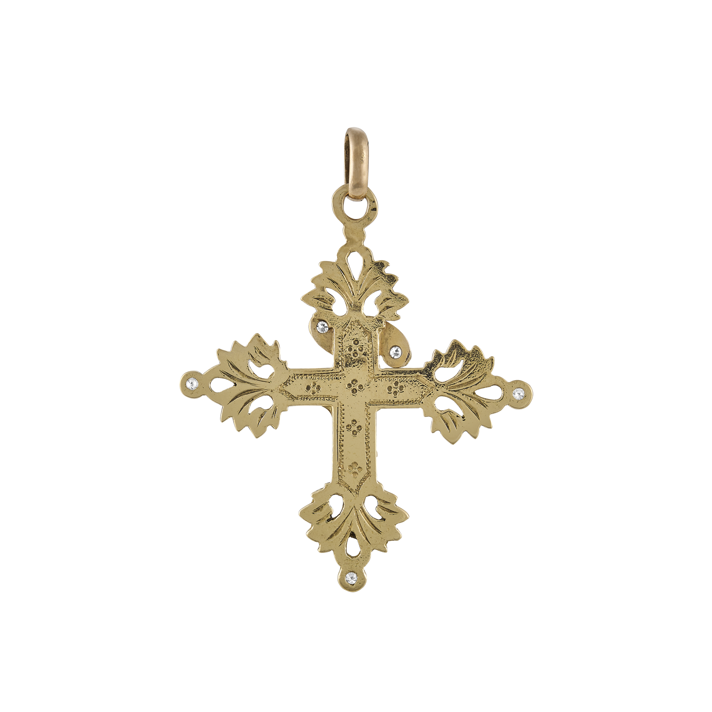 Pendentif Croix Christ et diamants fin XIXe Gerphagnon