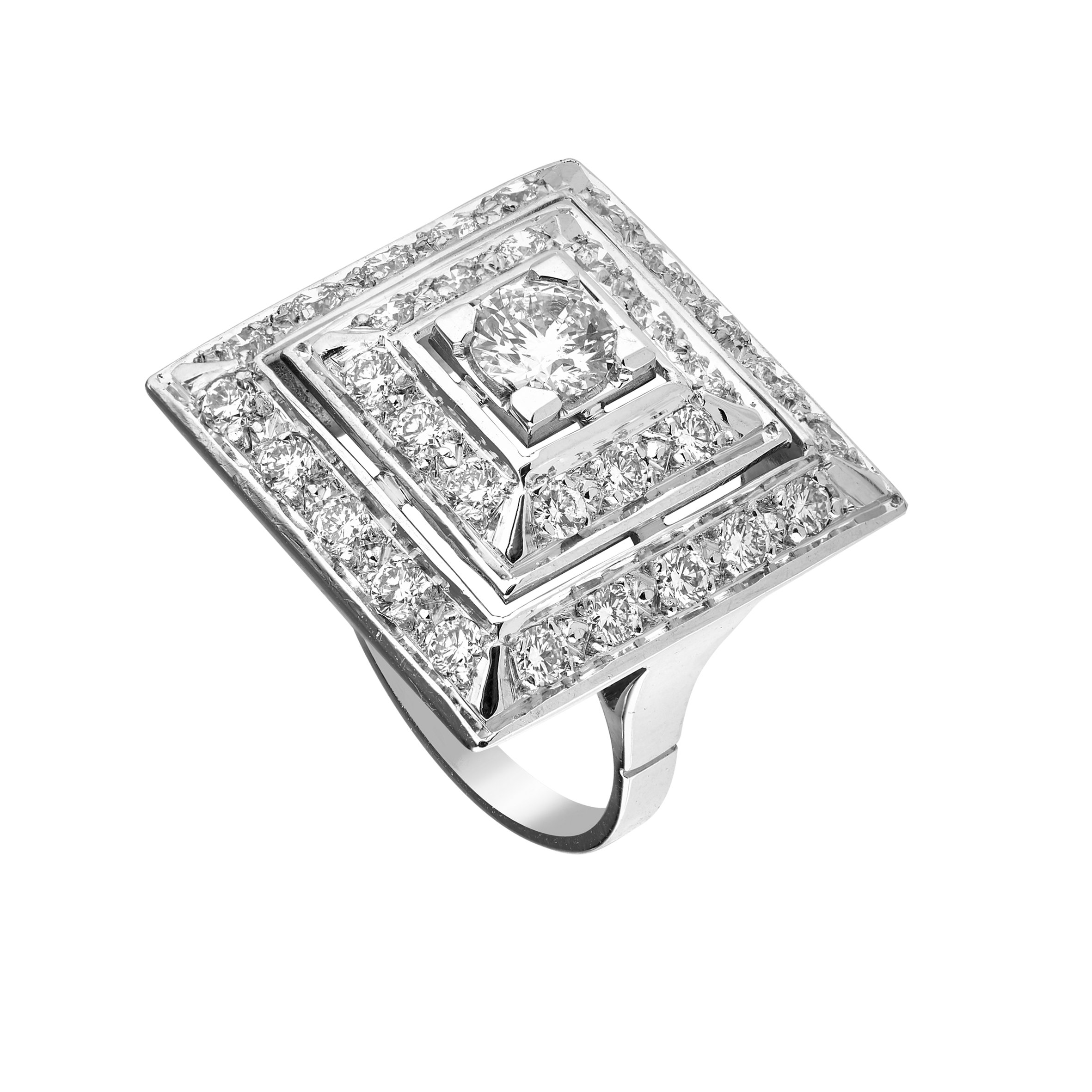 Bague carrée diamants vers 1950 Gerphagnon