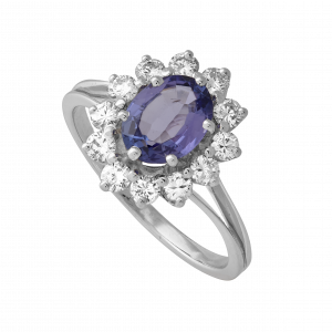 Bague marguerite tanzanite et brillants