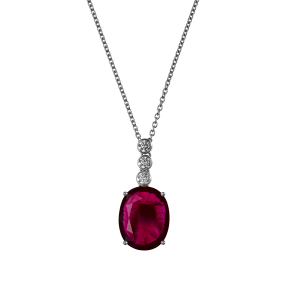 Pendentif chenillettes rubis birman et brillants