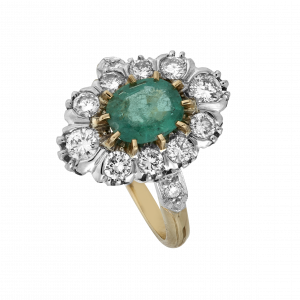 Bague Pompadour émeraude certifiée et diamants