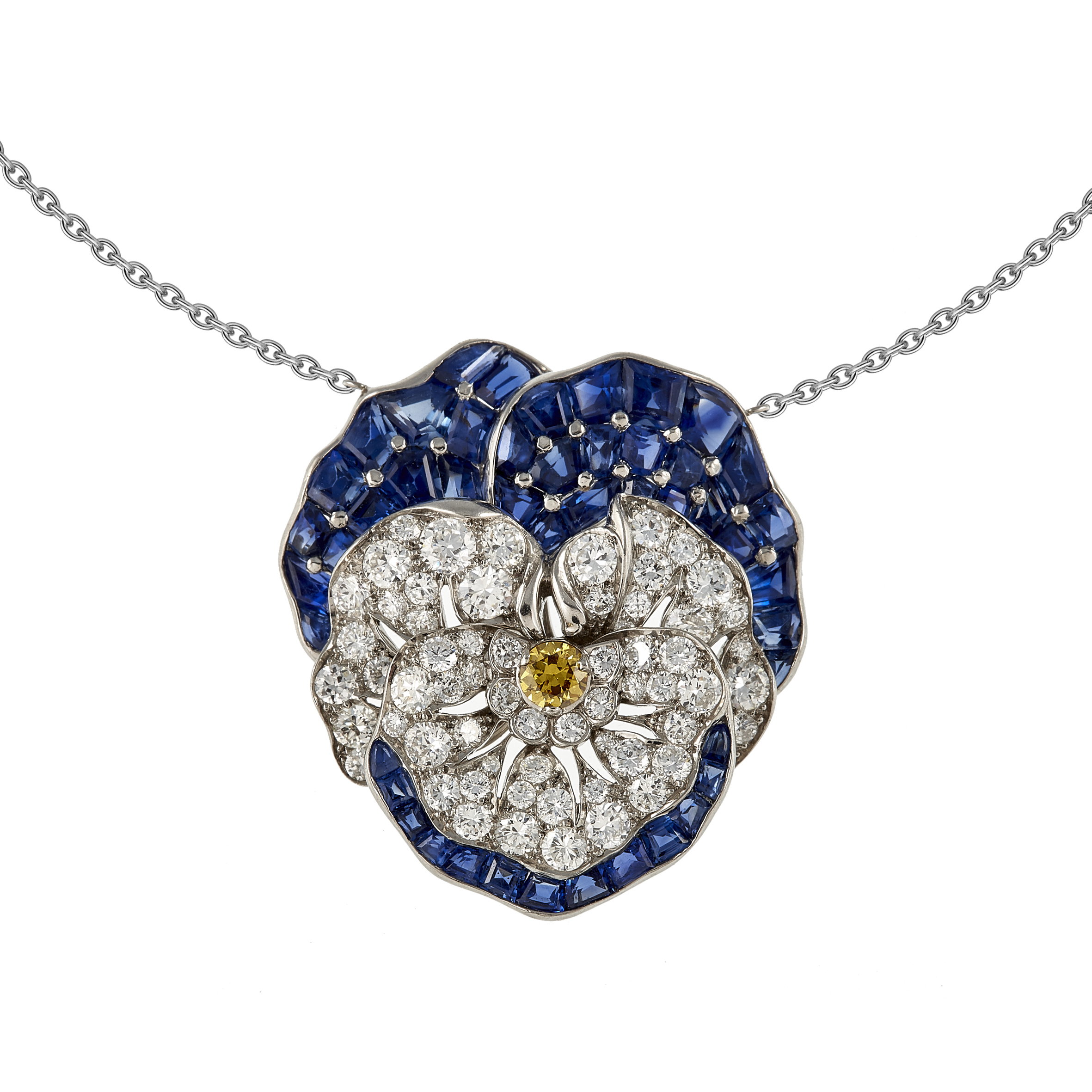 Collier Pensée Diamants Et Saphirs Vers 1930 Gerphagnon