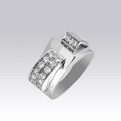 Bague Tank or blanc et brillants style Art Déco Gerphagnon