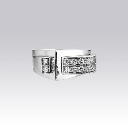 Bague Tank or blanc et brillants style Art Déco Gerphagnon