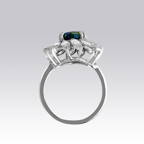 Bague opale et diamants navettes Gerphagnon