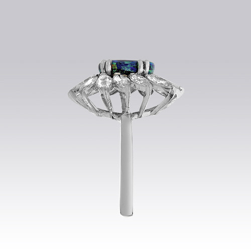 Bague opale et diamants navettes Gerphagnon