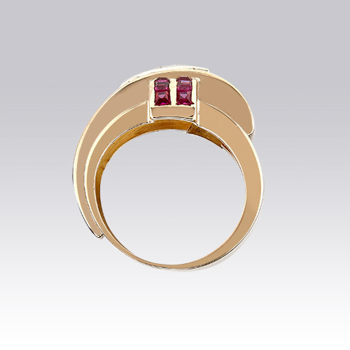 Bague Tank rubis et diamants vers 1940 Gerphagnon
