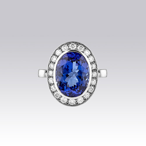 Superbe bague Tanzanite et diamants Gerphagnon