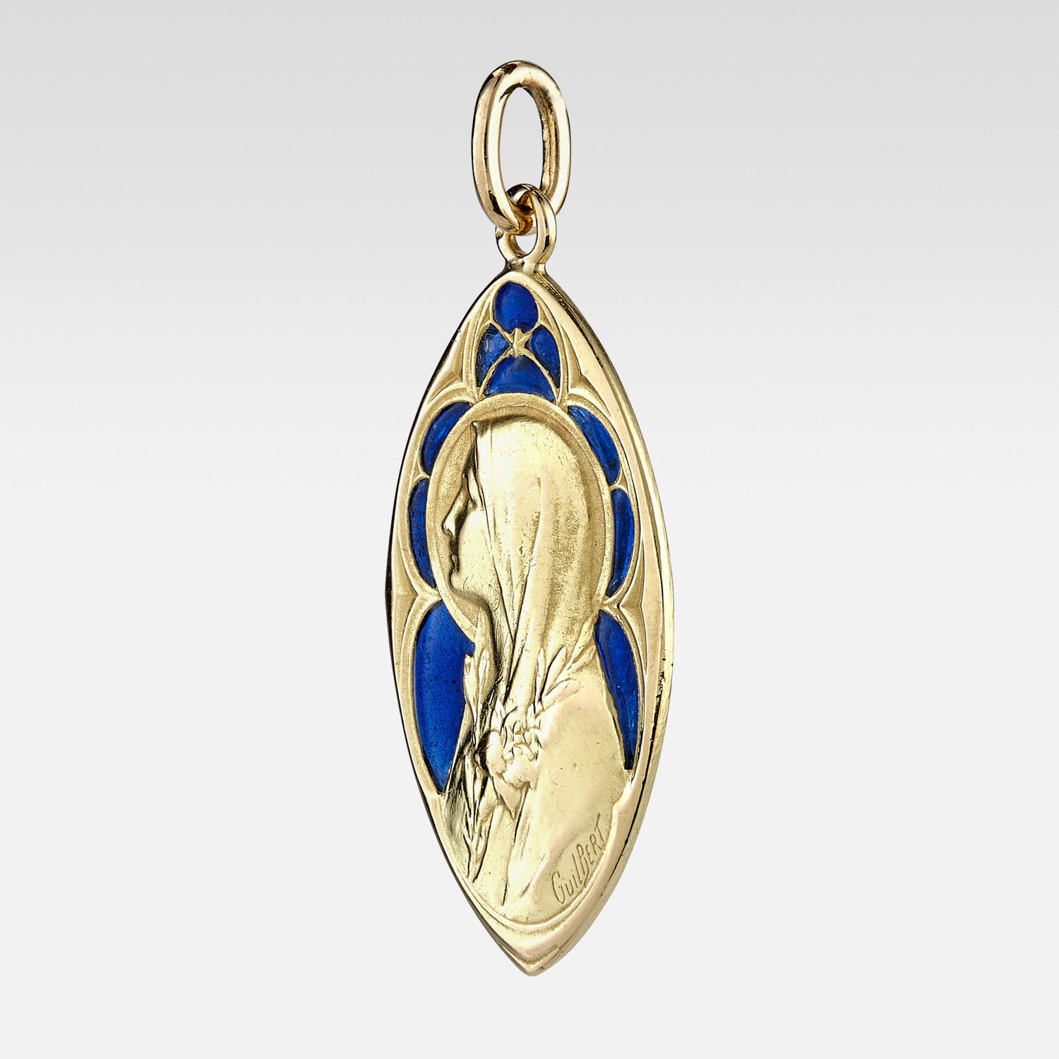 Médaille Vierge ovale pointue émaillée Gerphagnon