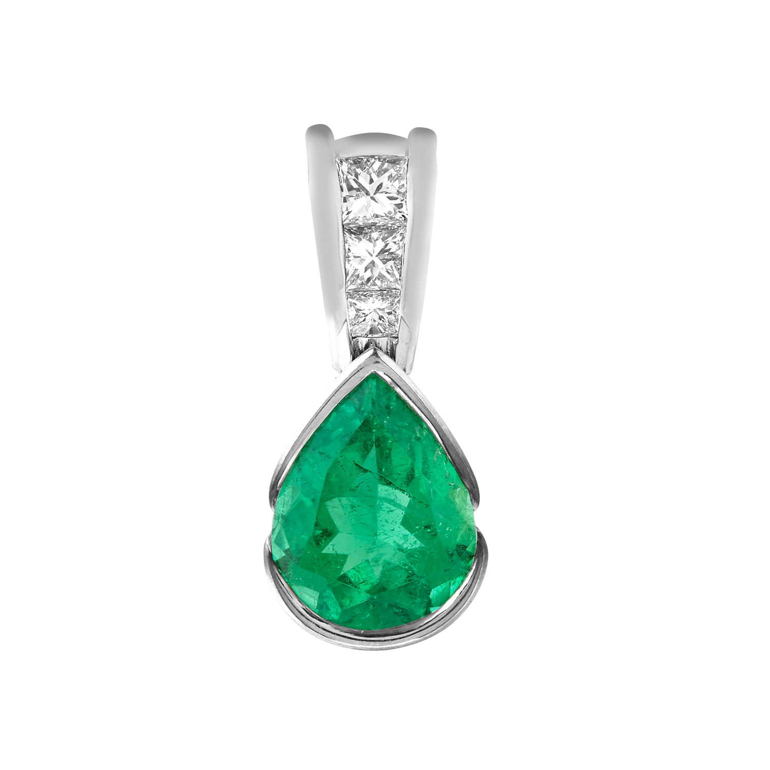 Pendentif poire émeraude de Colombie et diamants Gerphagnon