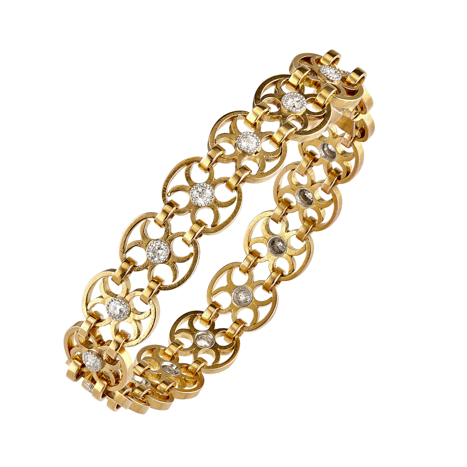 Bracelet ajouré diamants fin XIXeme Gerphagnon