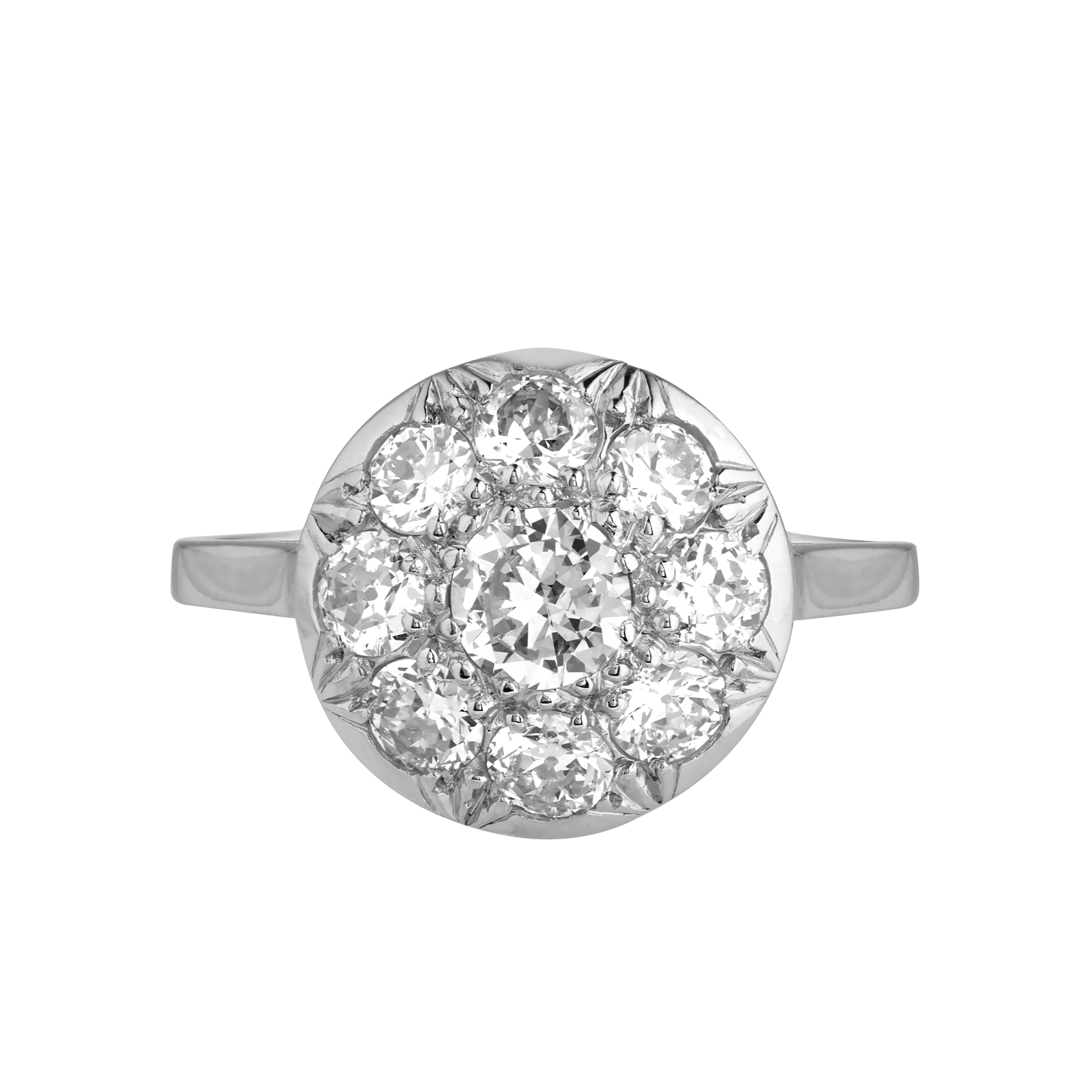 Bague ronde platine et diamants vers 1910 Gerphagnon