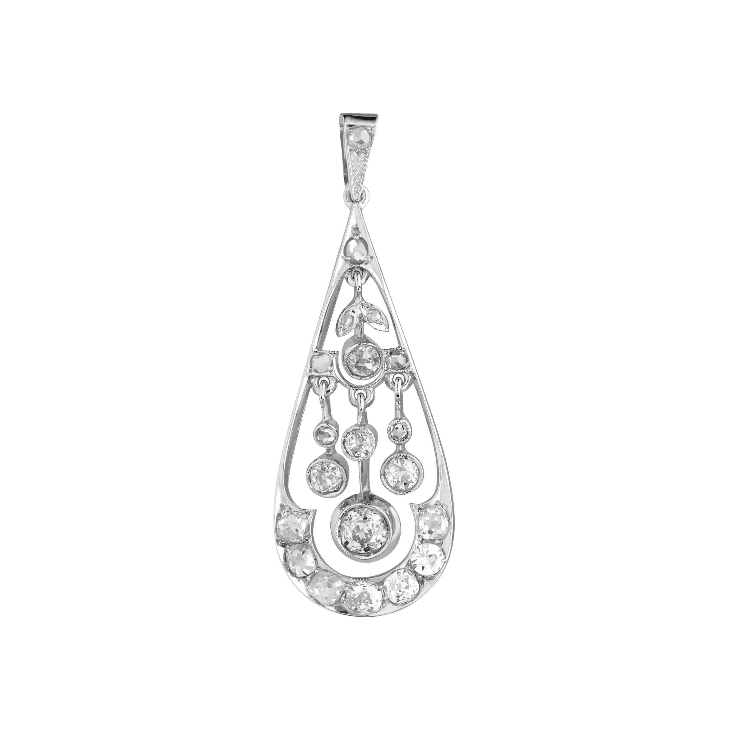 Pendentif goutte diamants vers 1860 Gerphagnon