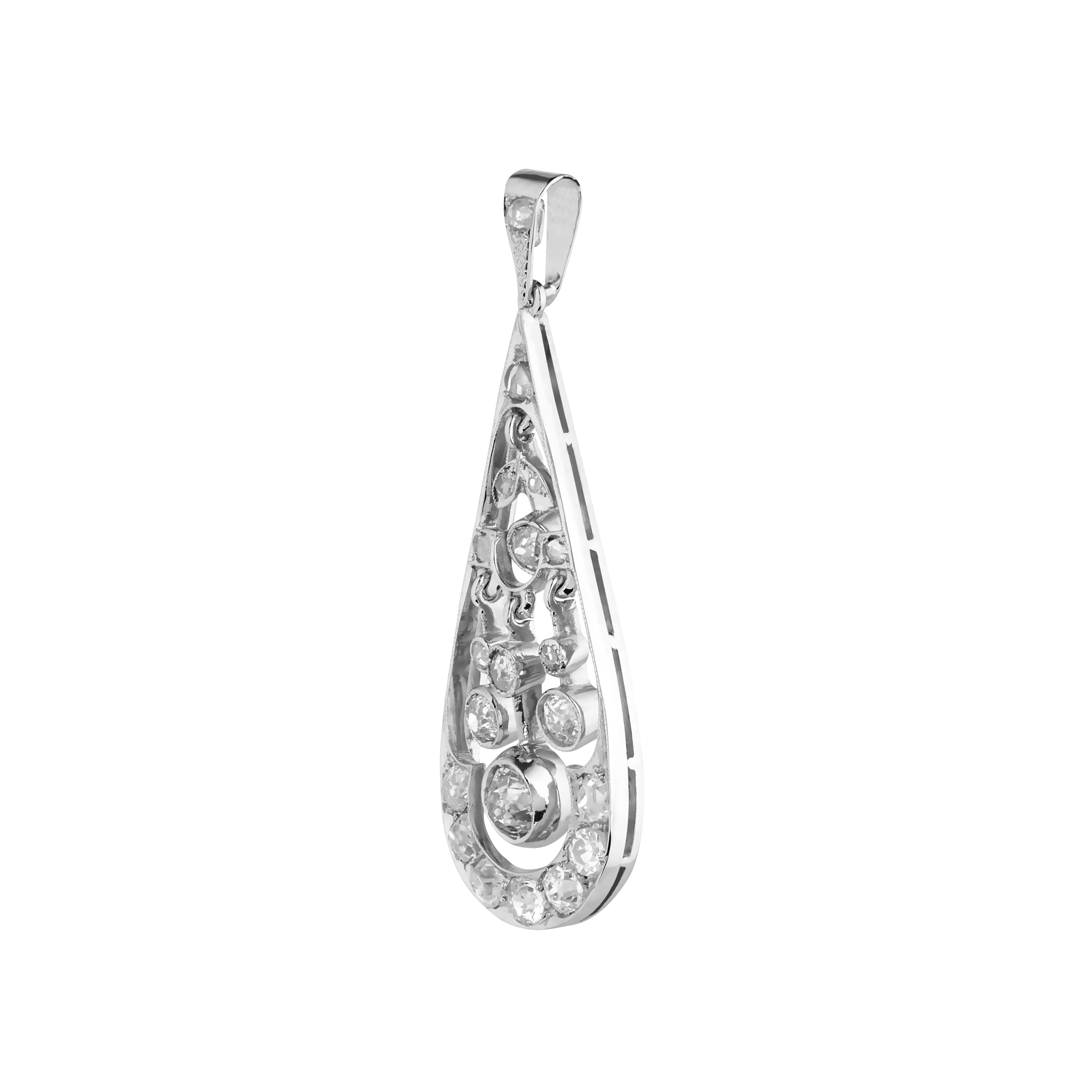 Pendentif goutte diamants vers 1860 Gerphagnon