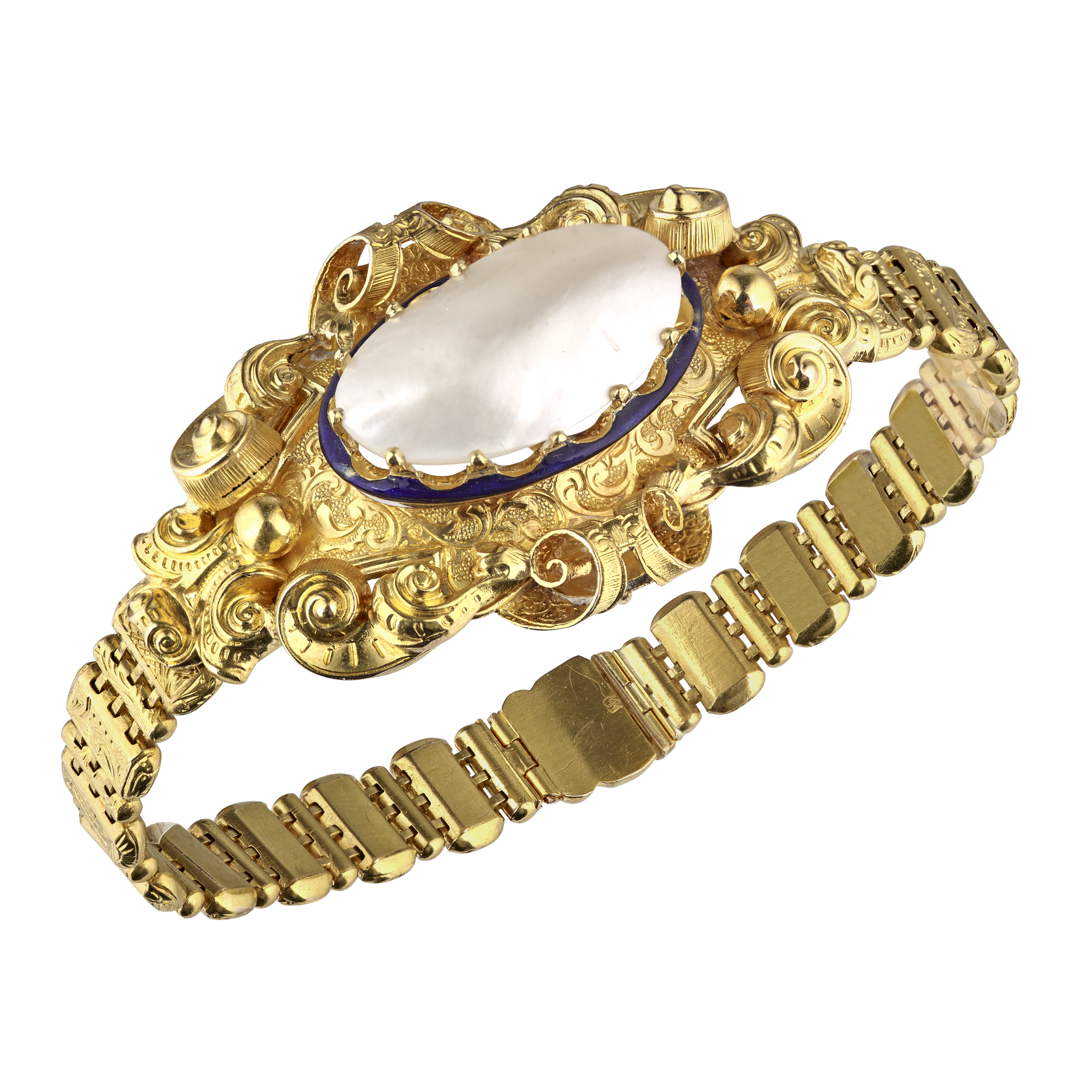 Bracelet Sulfure de perle et émail Charles X Gerphagnon