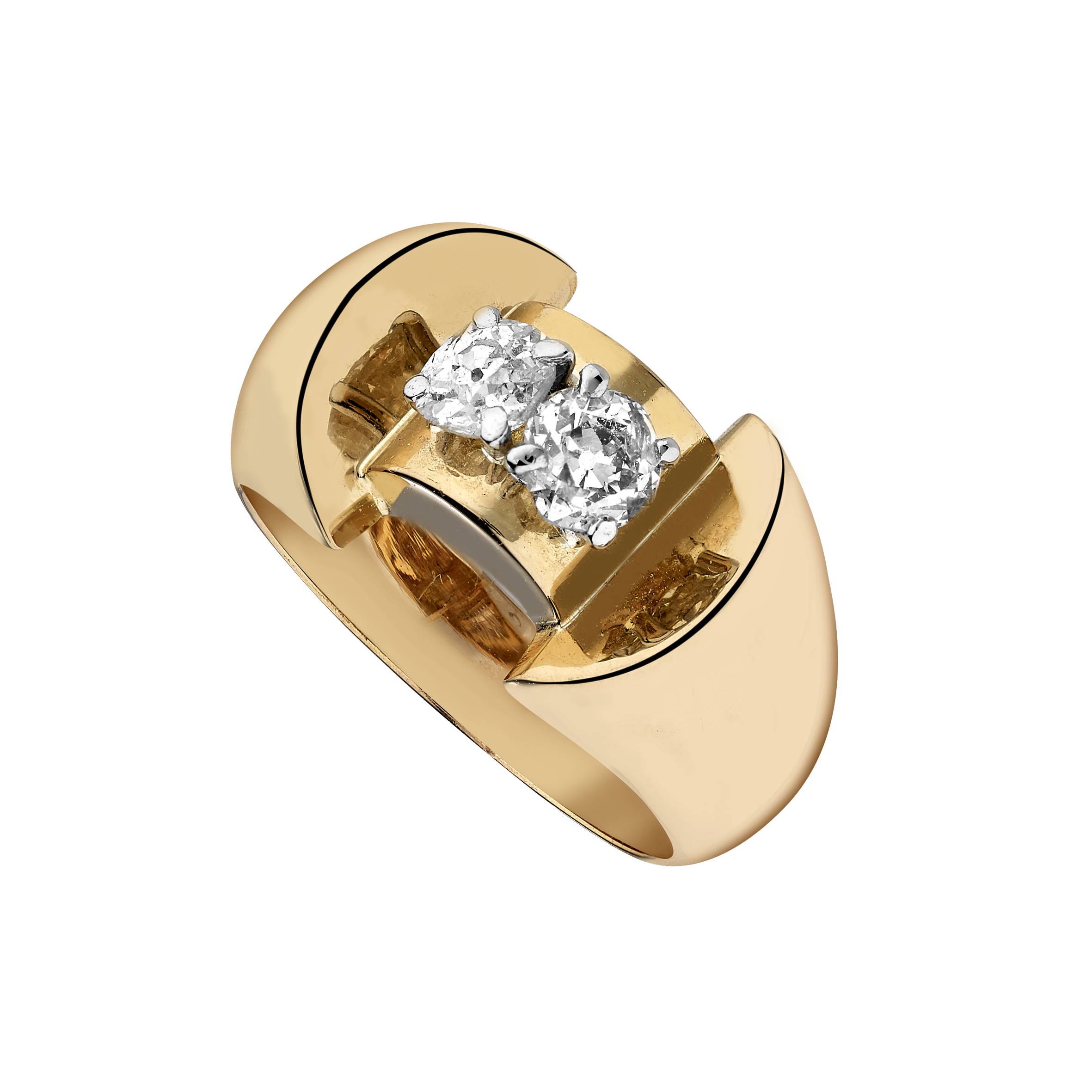 Bague "Tank" 2 diamants vers 1940 Gerphagnon