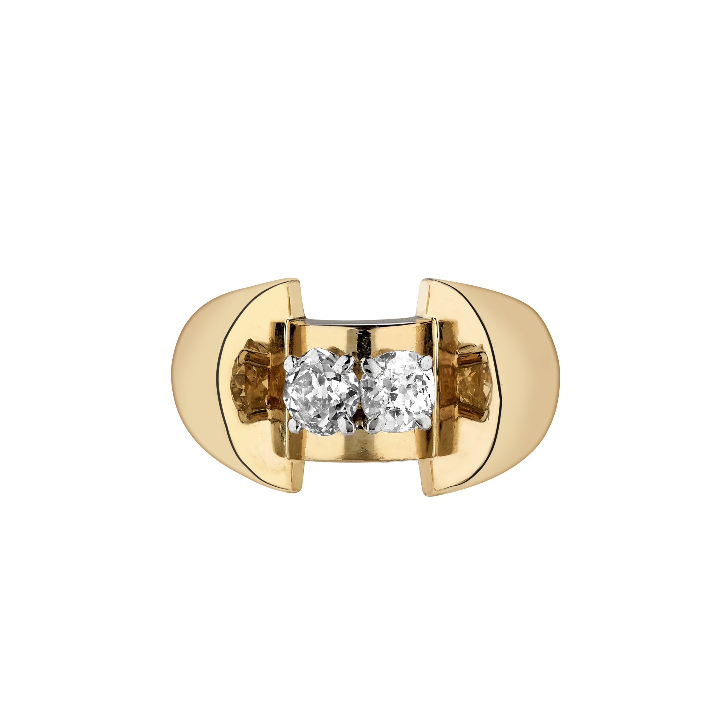 Bague "Tank" 2 diamants vers 1940 Gerphagnon