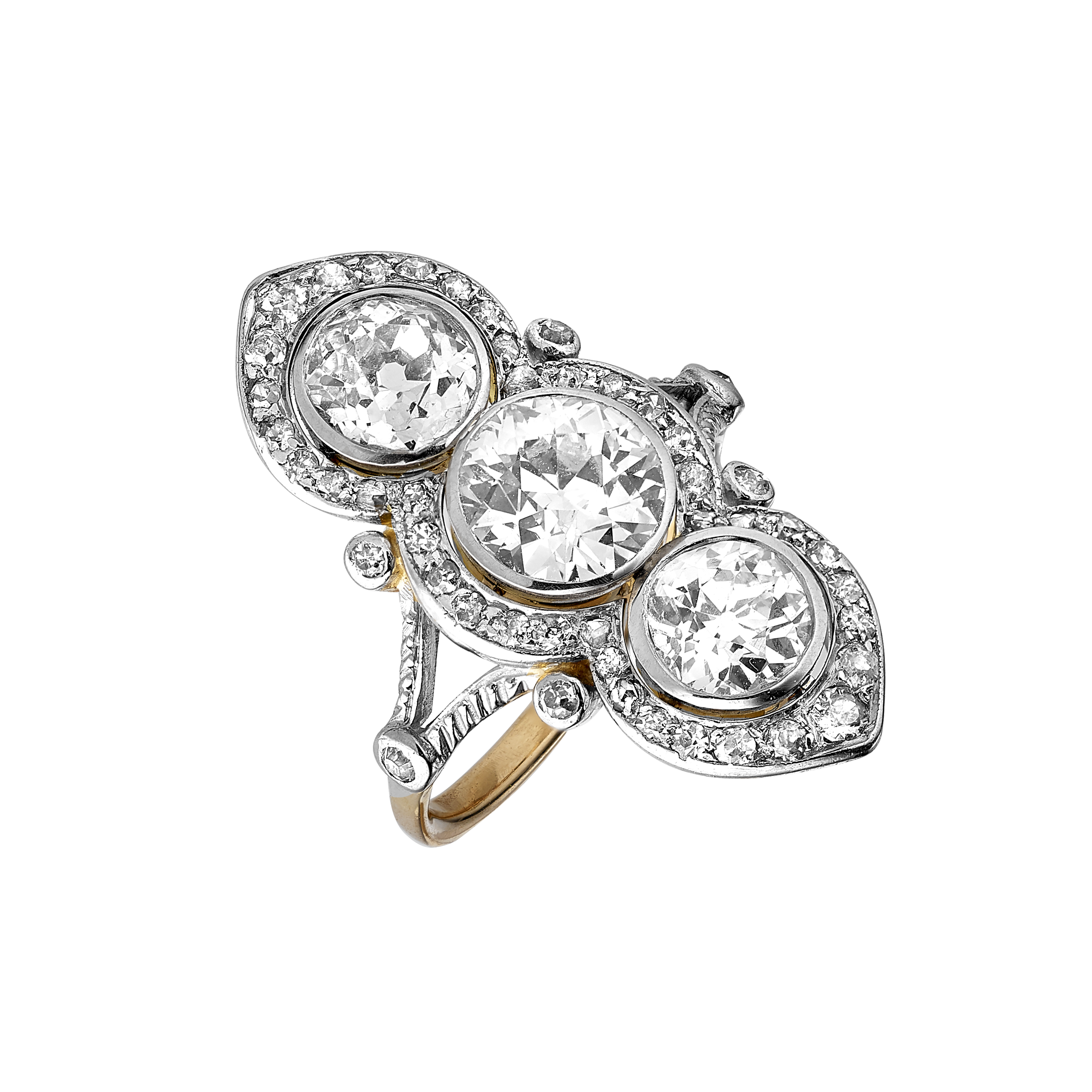 Bague "Marquise" diamants Belle Epoque Gerphagnon