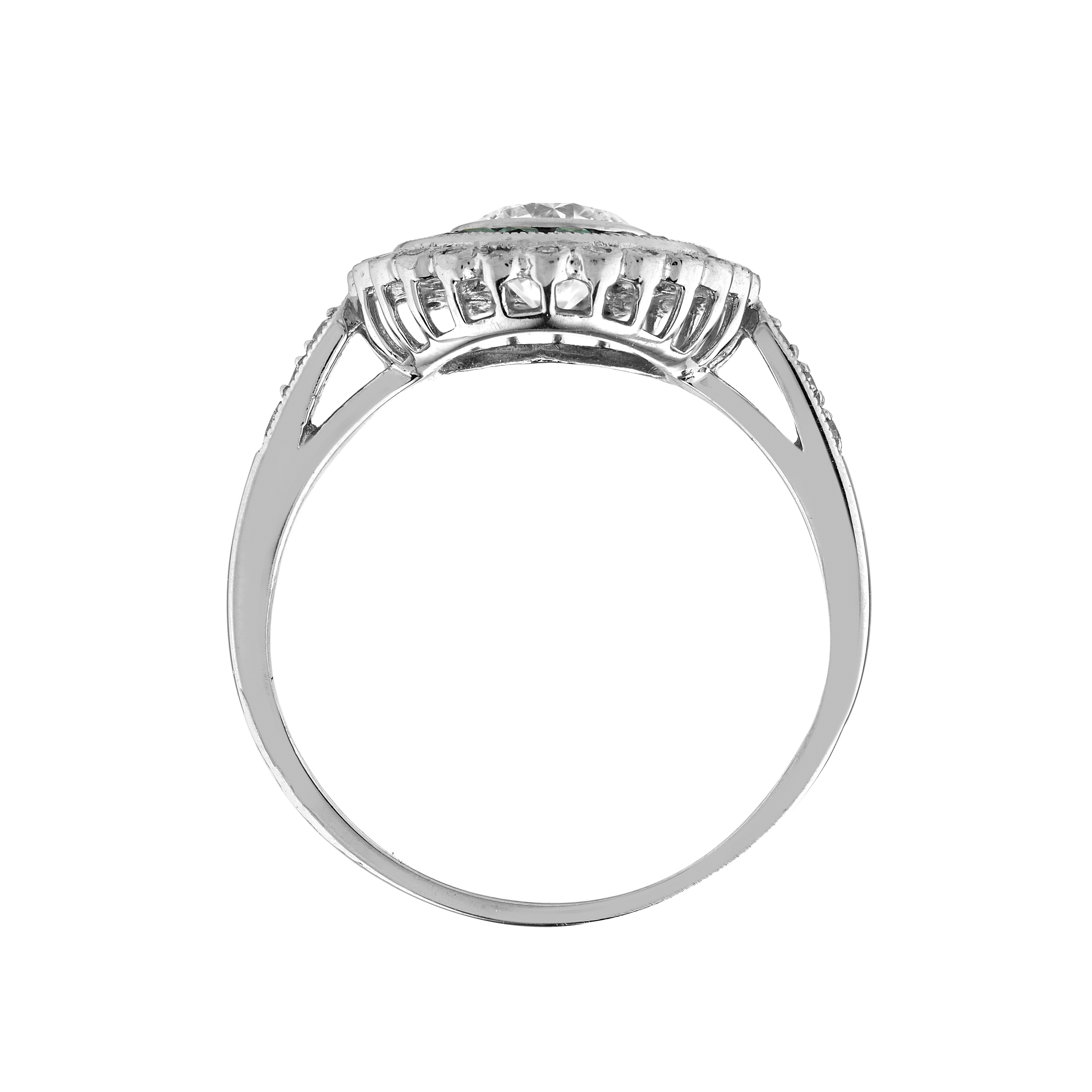 Bague style Art déco diamants et émeraudes calibrées Gerphagnon