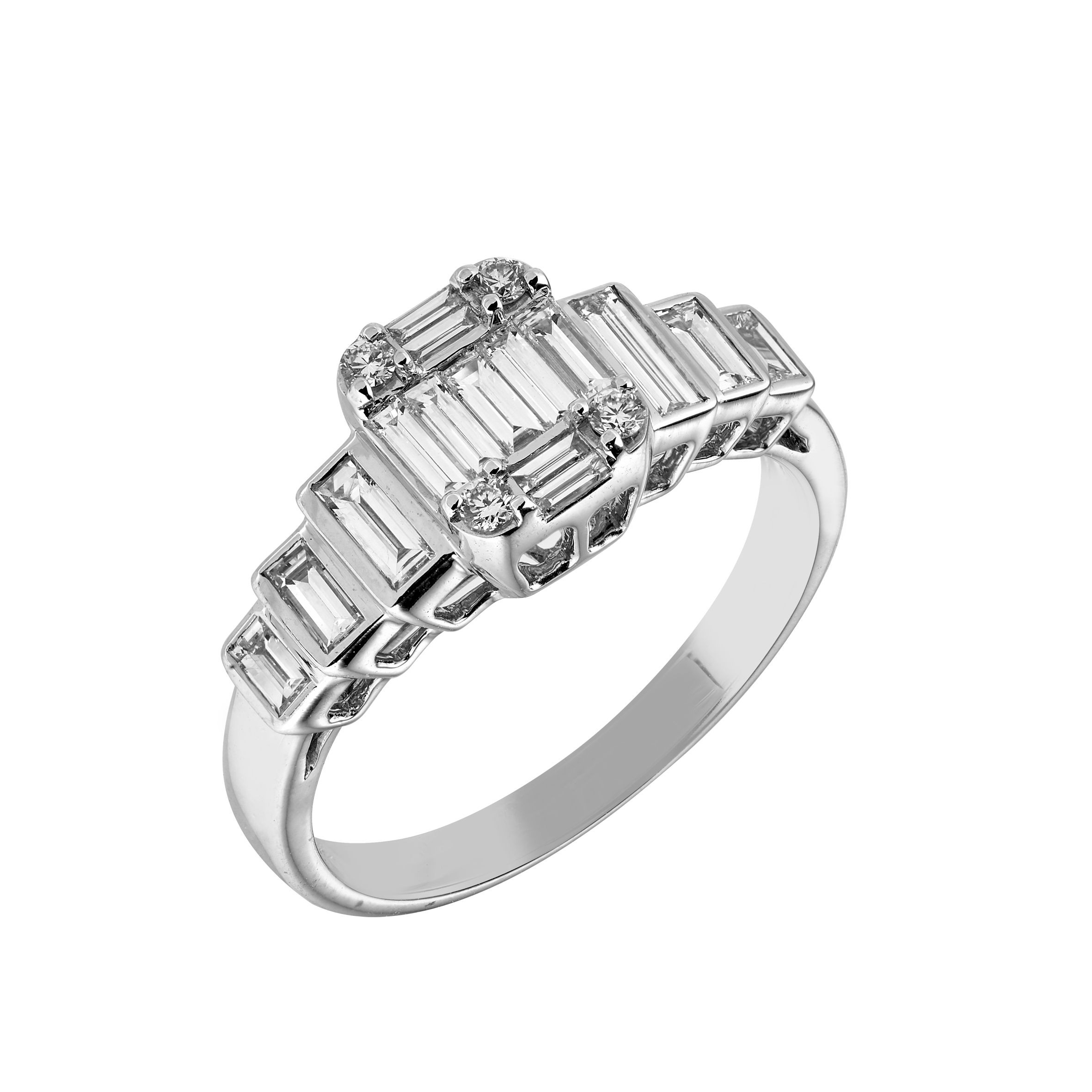 Bague "Escaliers" diamants baguettes Gerphagnon