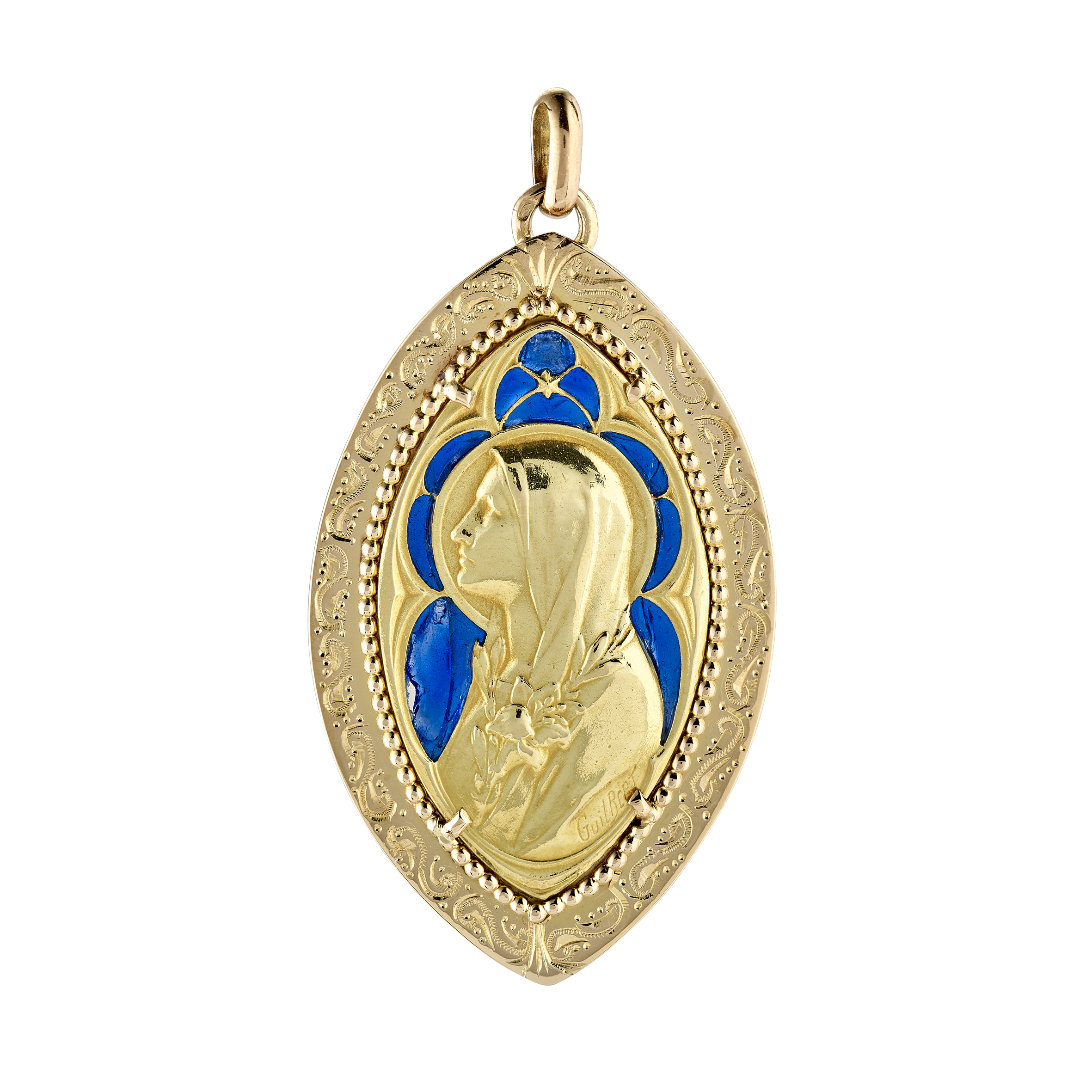 Médaille ovale pointu Vierge émail Gerphagnon