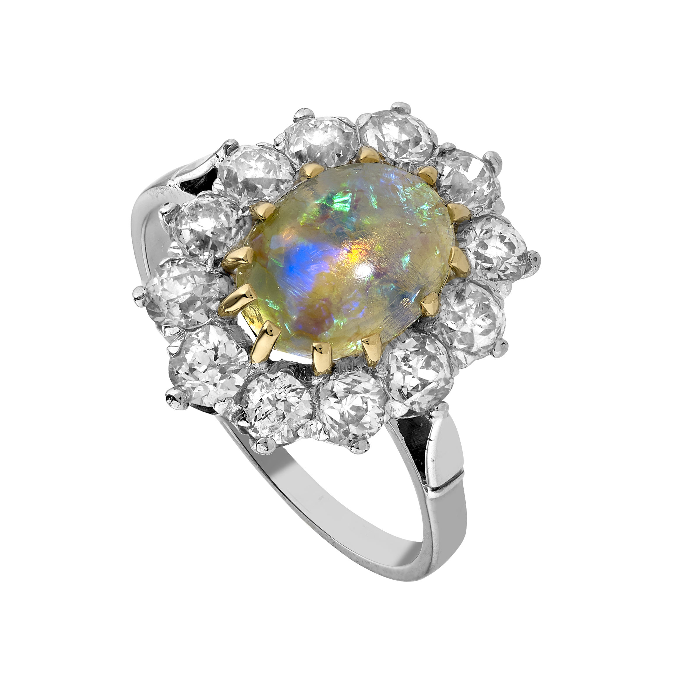 Bague "Pompadour" opale et diamants fin XIXe Gerphagnon