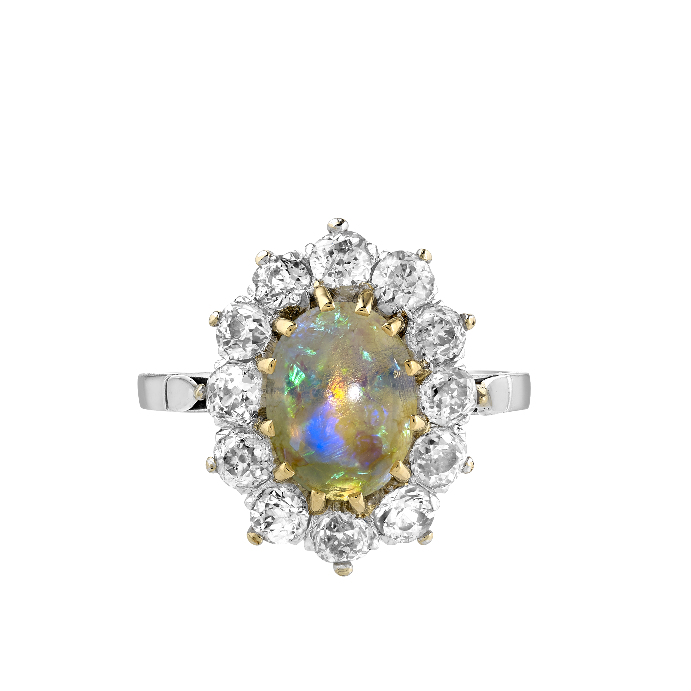 Bague "Pompadour" opale et diamants fin XIXe Gerphagnon