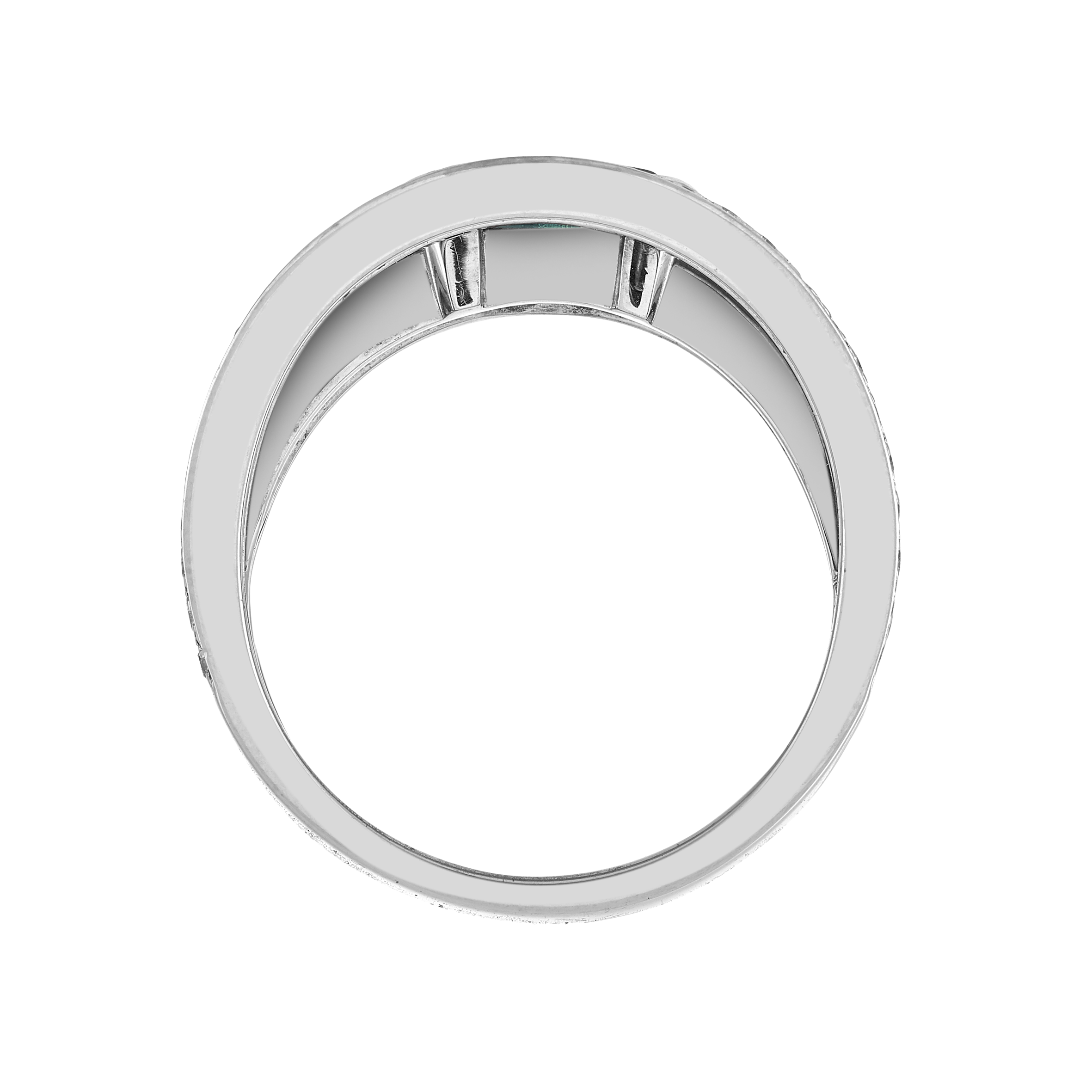 Bague jonc ajouré émeraude et diamants Gerphagnon