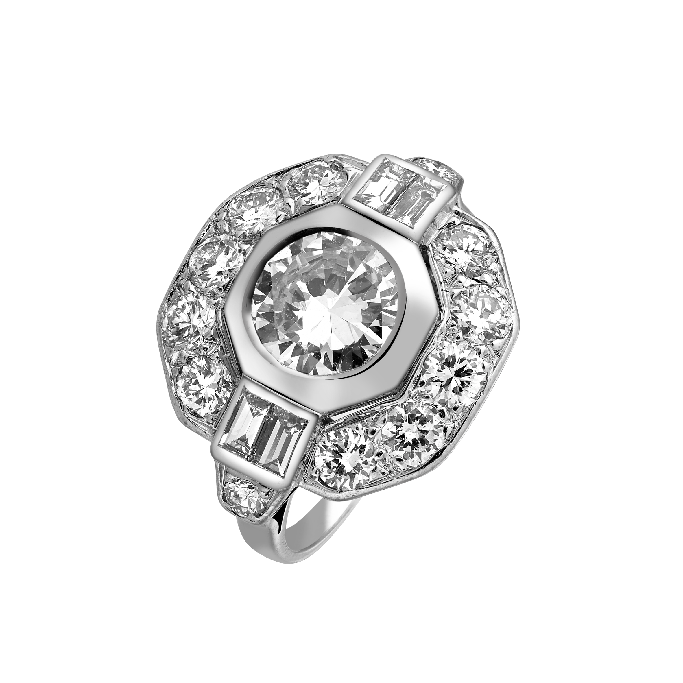 Bague Art Déco diamants 3 carats vers 1925 Gerphagnon