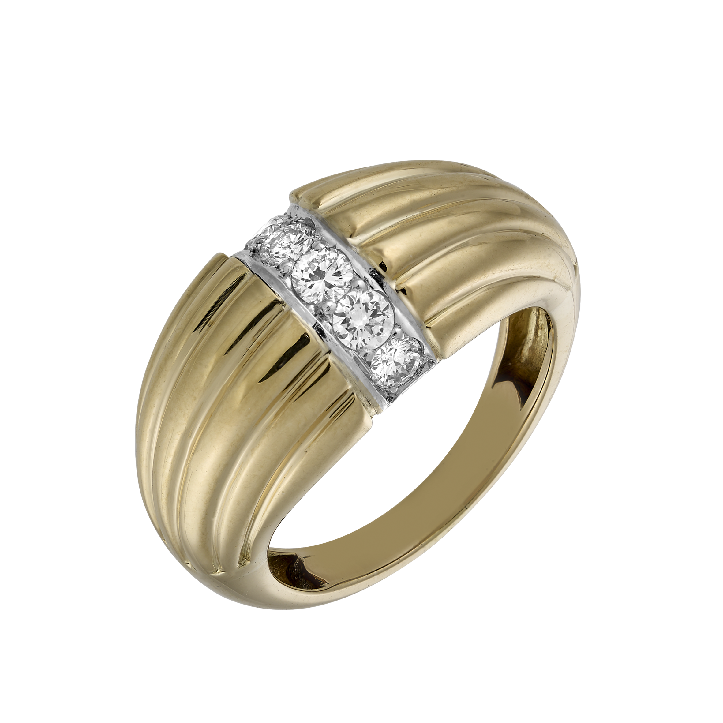 Bague godrons brillants vers 1960 Gerphagnon