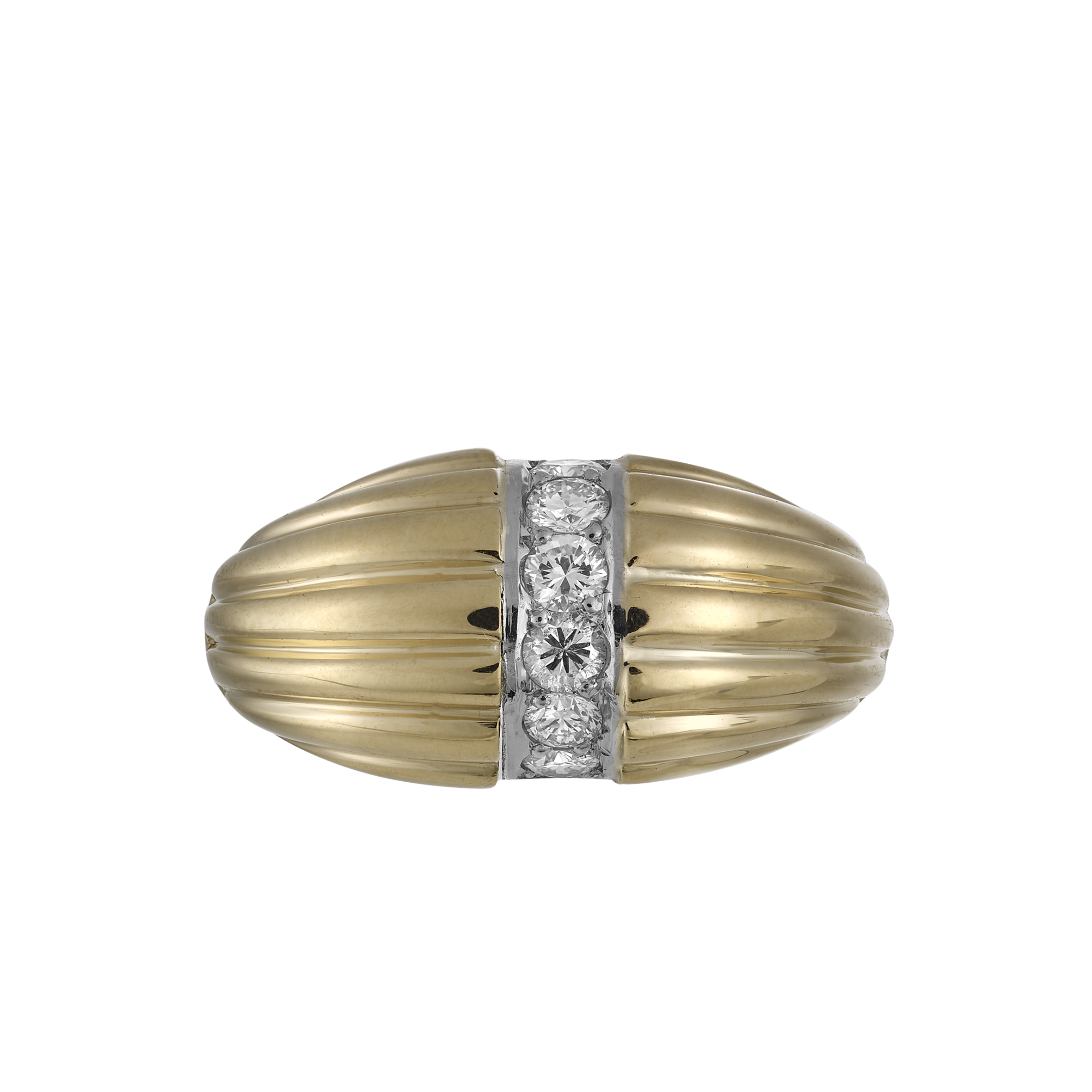 Bague godrons brillants vers 1960 Gerphagnon
