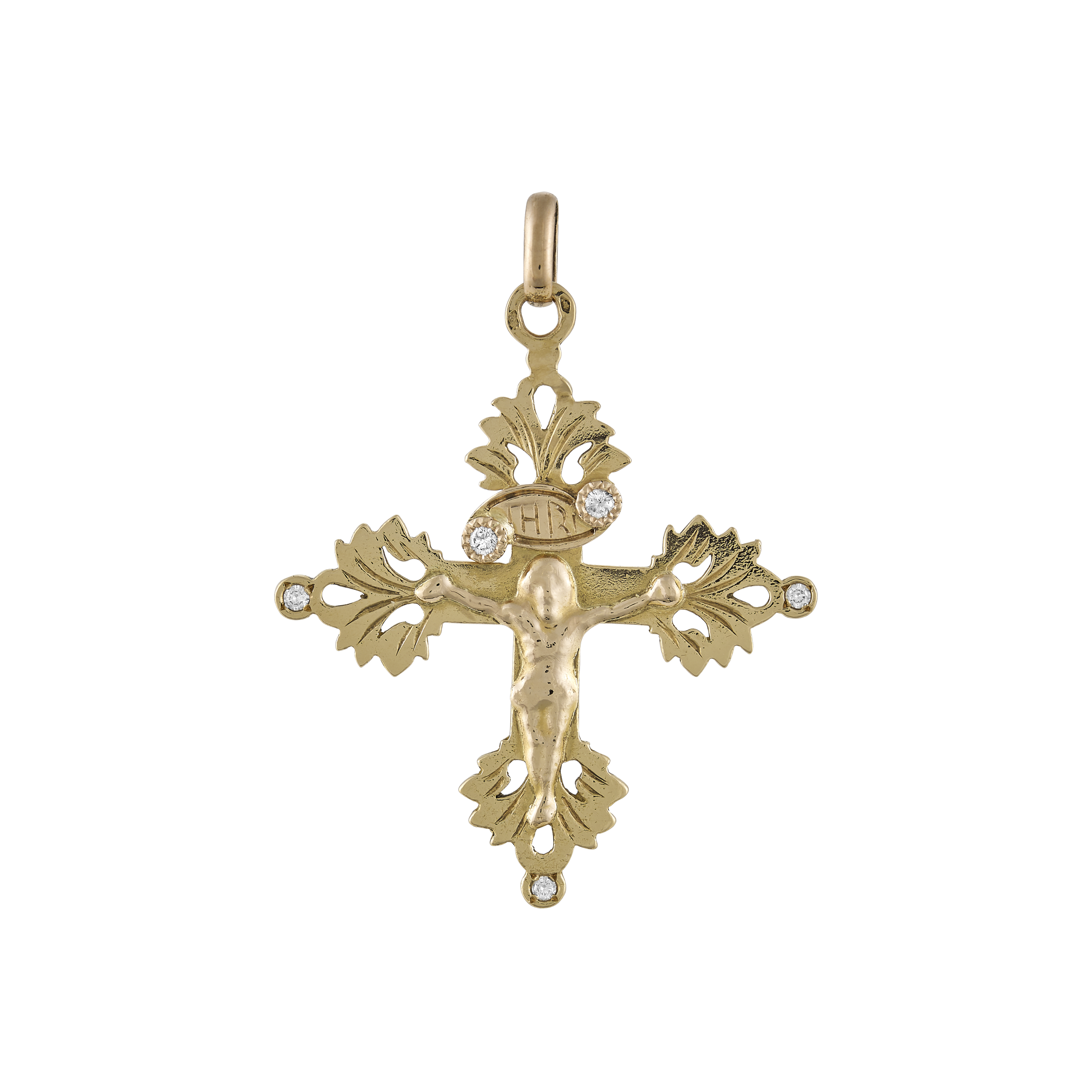 Pendentif Croix Christ et diamants fin XIXe Gerphagnon