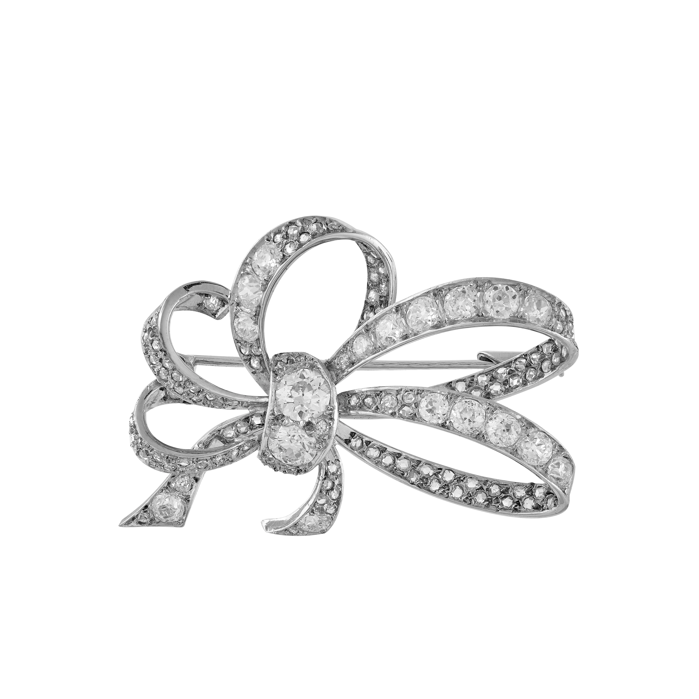 Broche "Nœud" diamants vers 1950 Gerphagnon