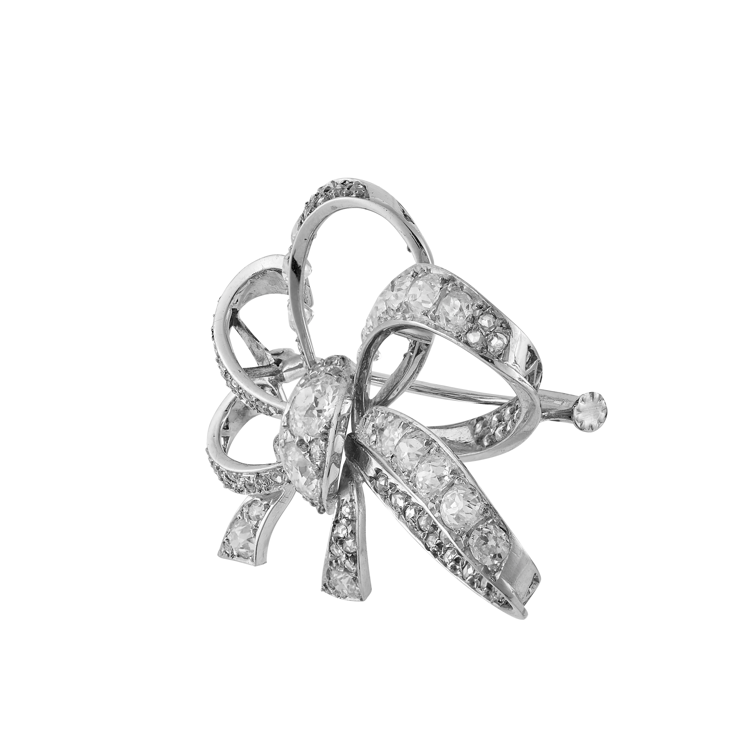 Broche "Nœud" diamants vers 1950 Gerphagnon