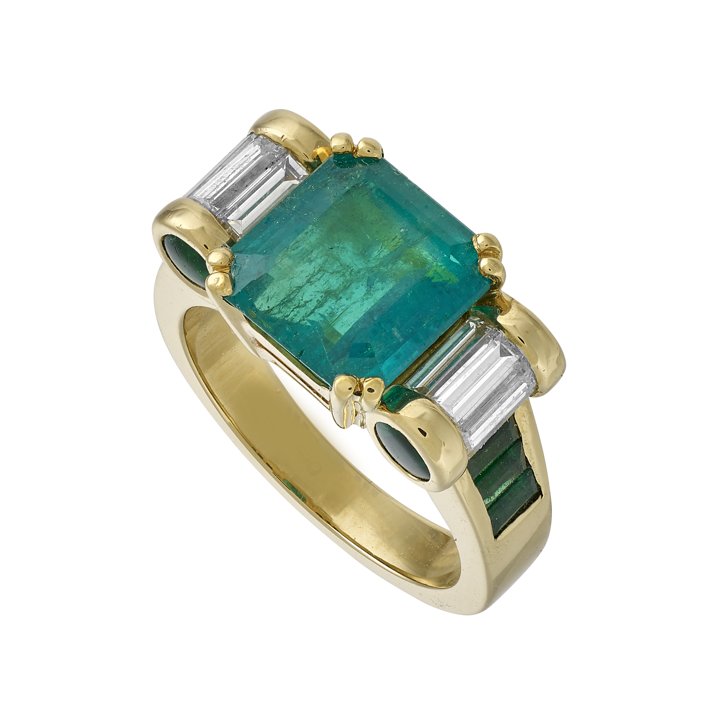 Bague Emeraudes et diamants baguettes Gerphagnon