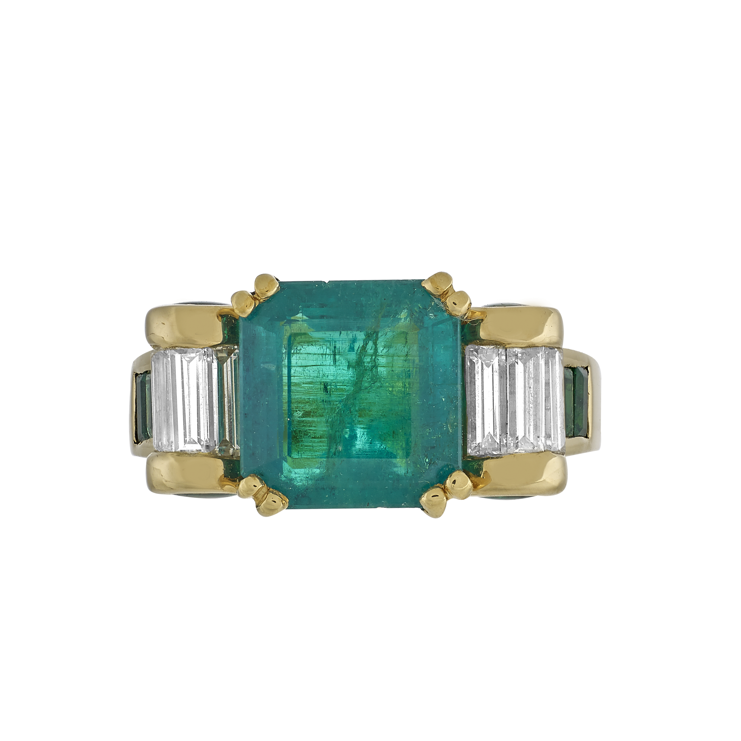 Bague Emeraudes et diamants baguettes Gerphagnon