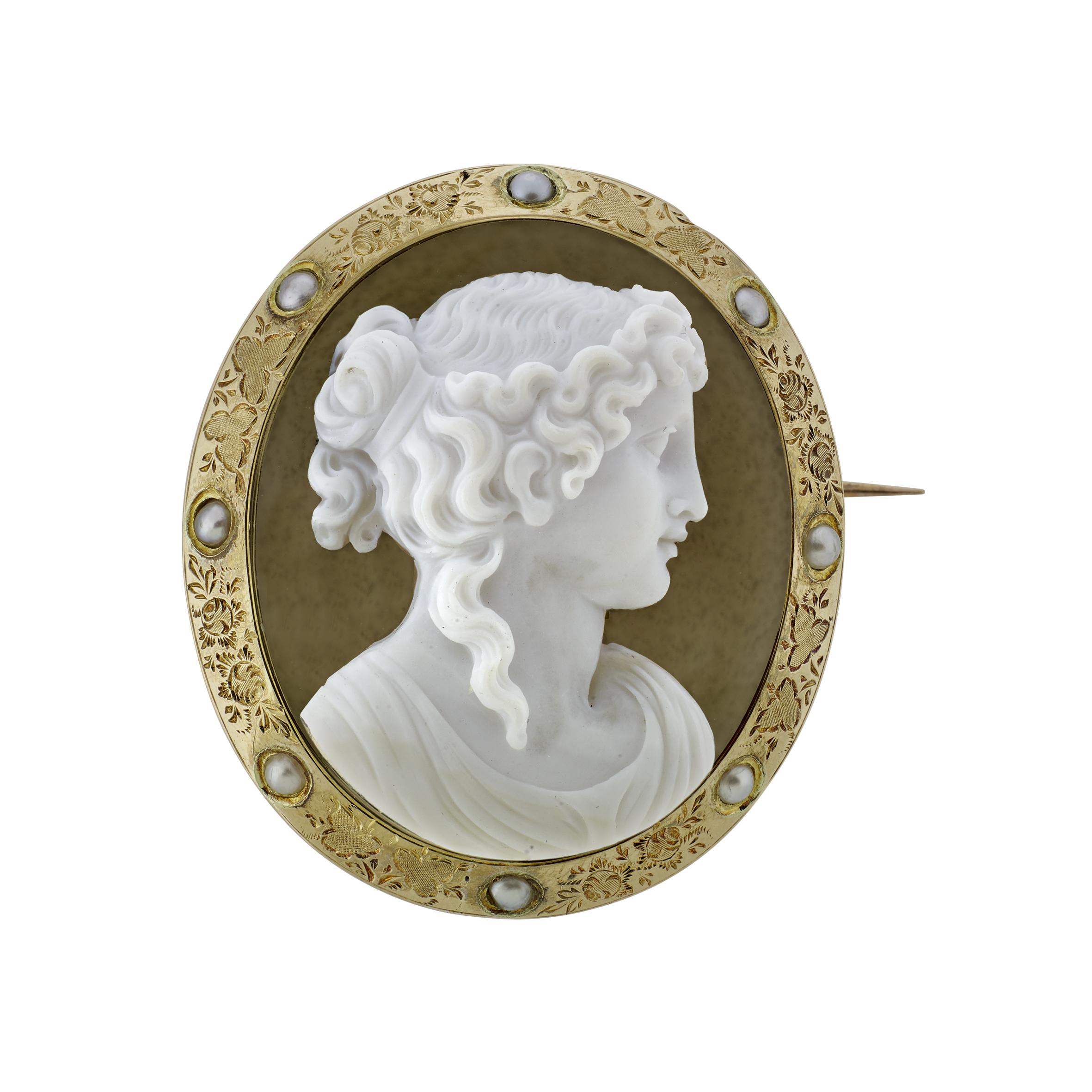 Broche camée dur fin XIXe Gerphagnon