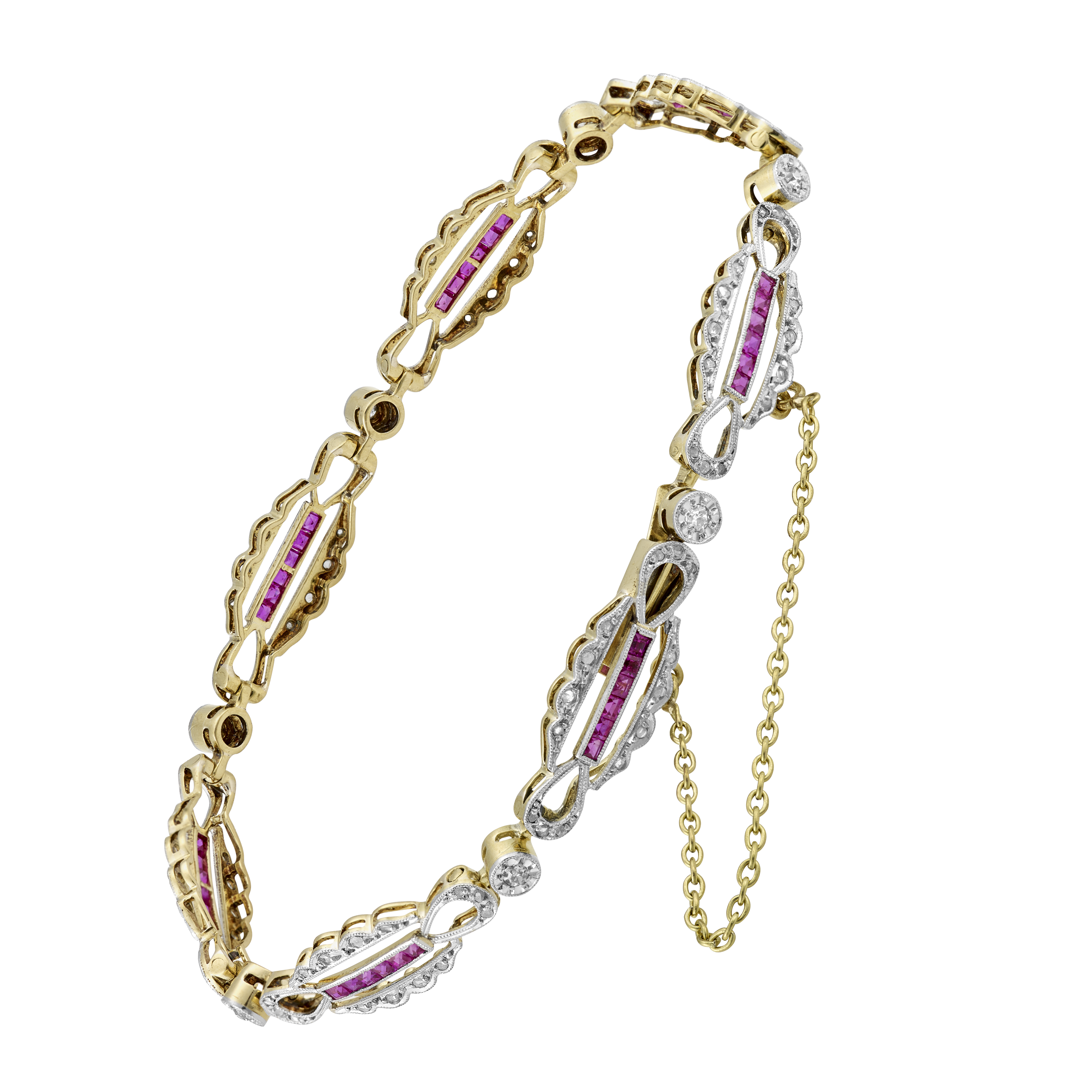 Bracelet rubis calibrés et diamants vers 1925 Gerphagnon