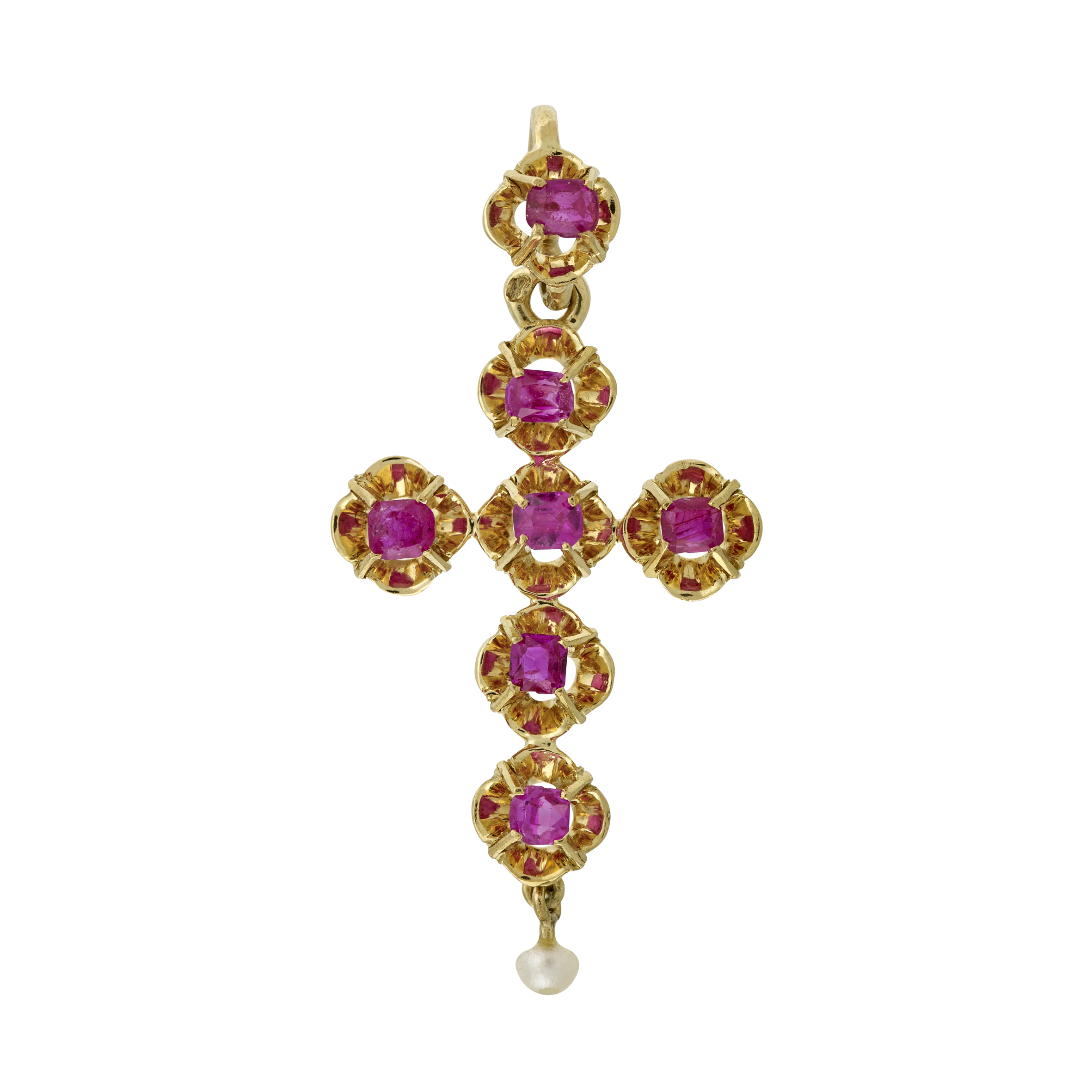 Croix rubis et perle fin XIXe Gerphagnon