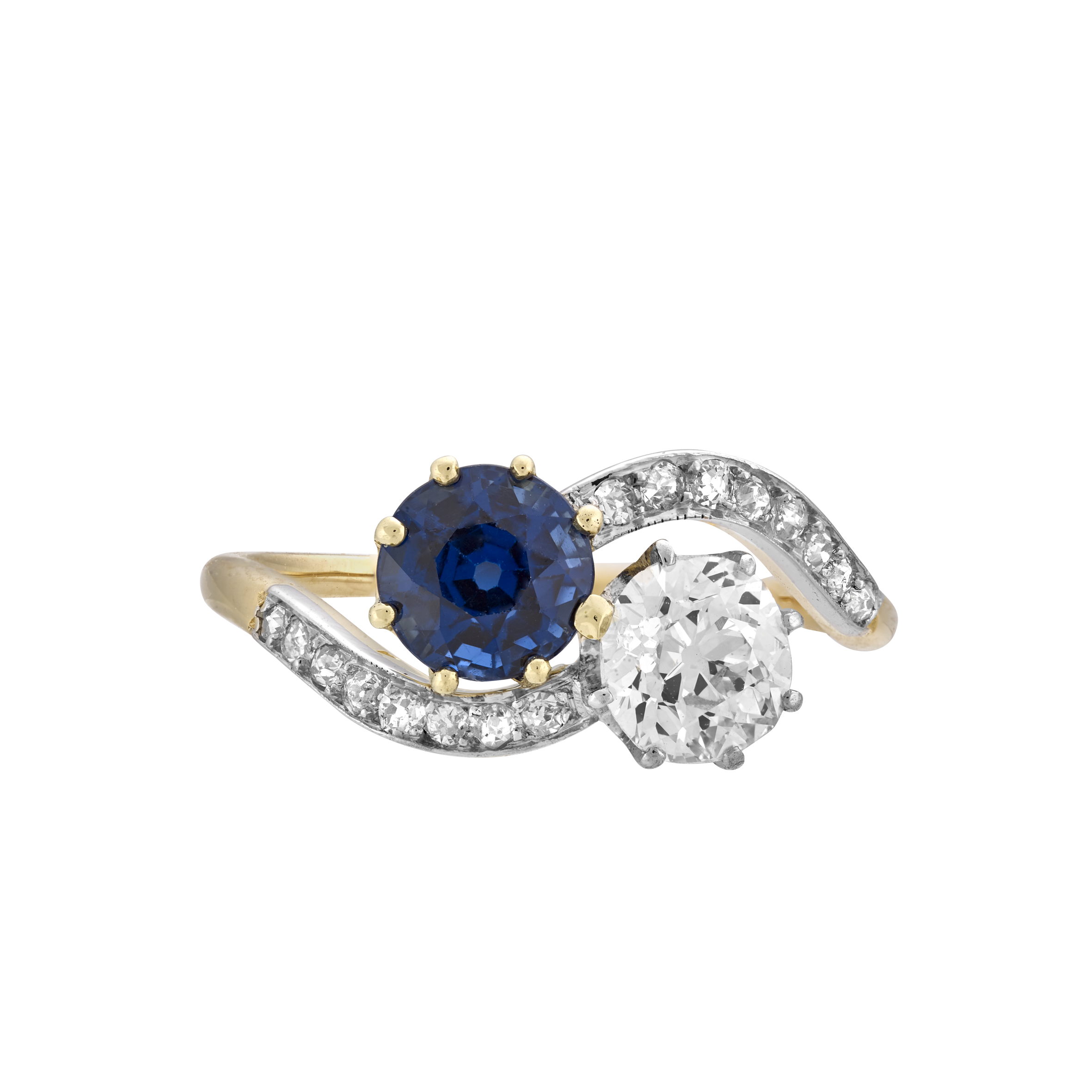 Bague "vous et Moi" saphir et diamants Gerphagnon