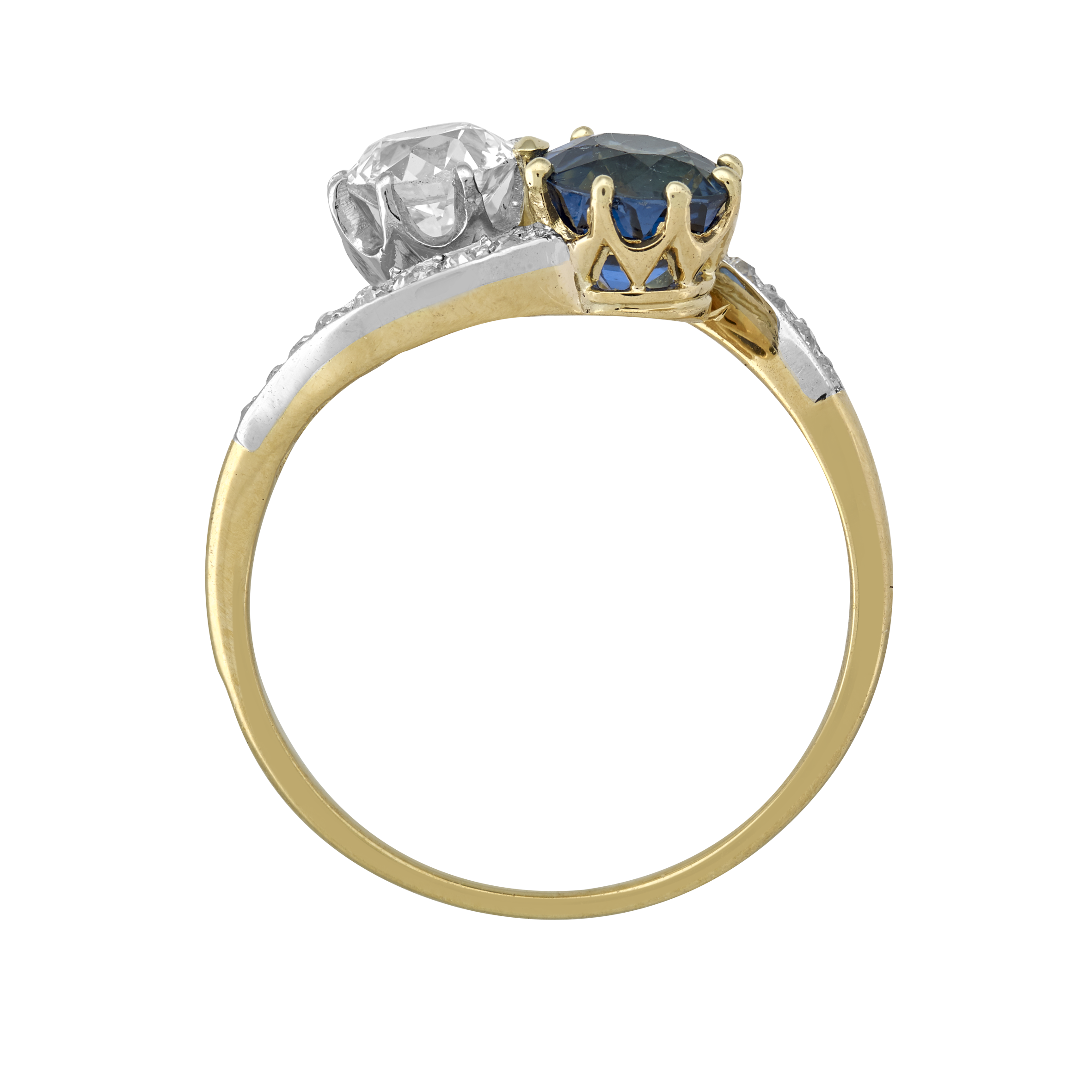 Bague "vous et Moi" saphir et diamants Gerphagnon