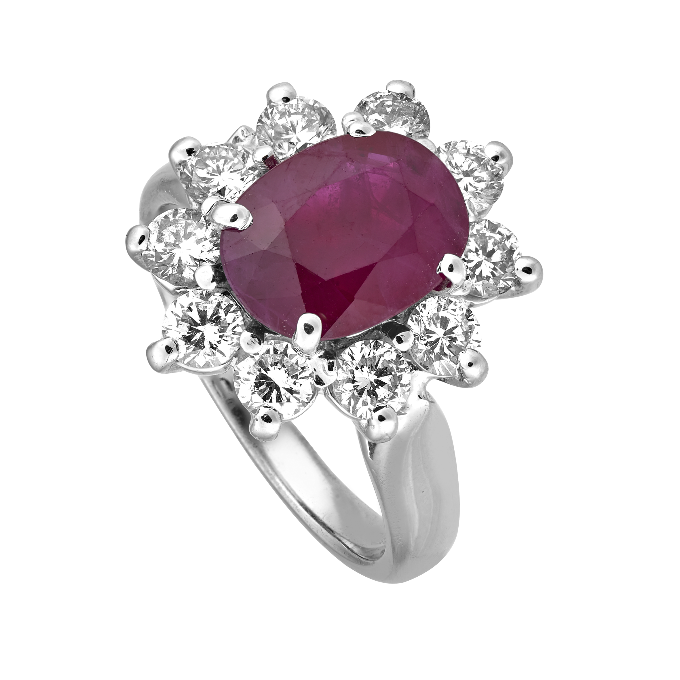 Bague entourage rubis et brillants Gerphagnon