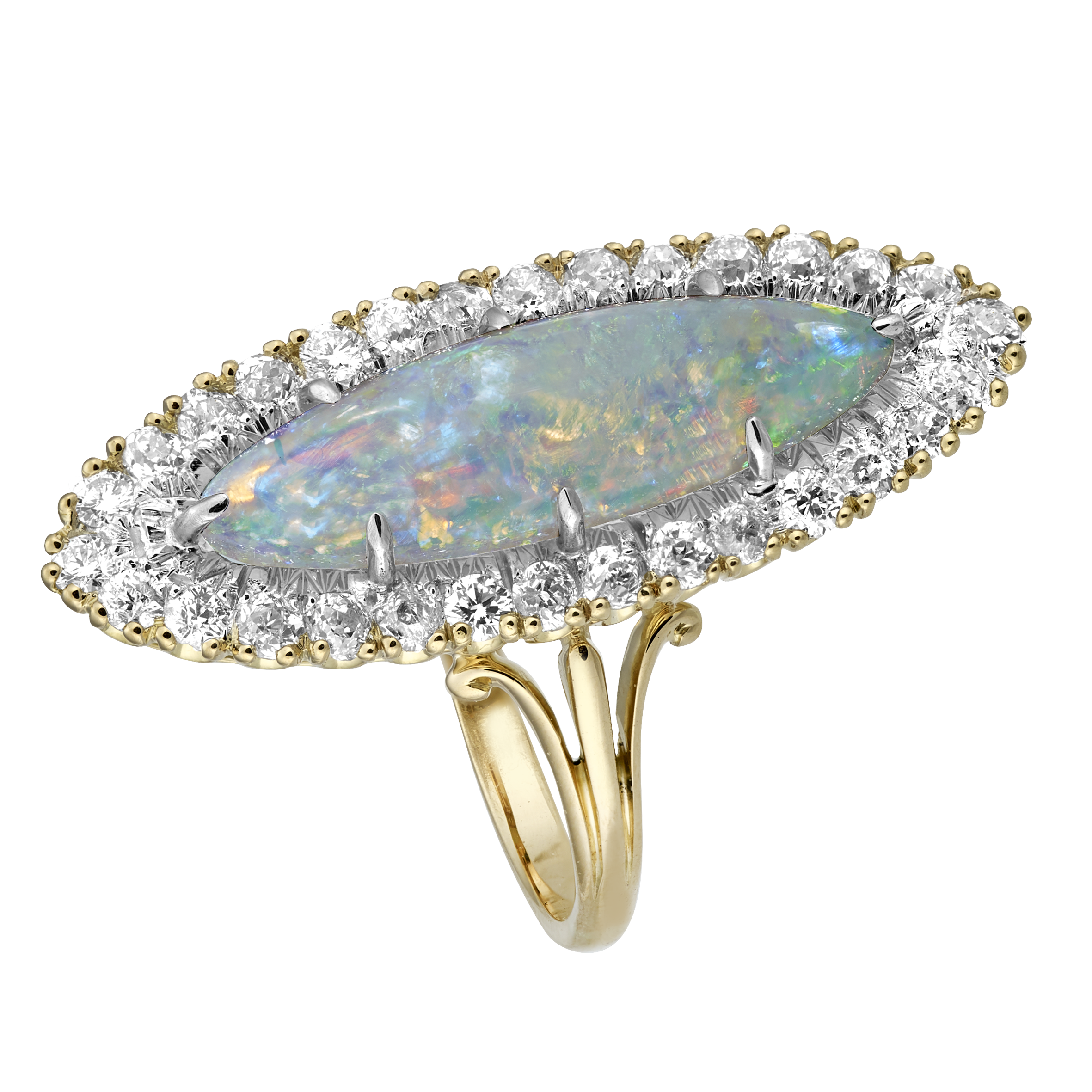 Marquise opale et diamants fin XIXe Gerphagnon