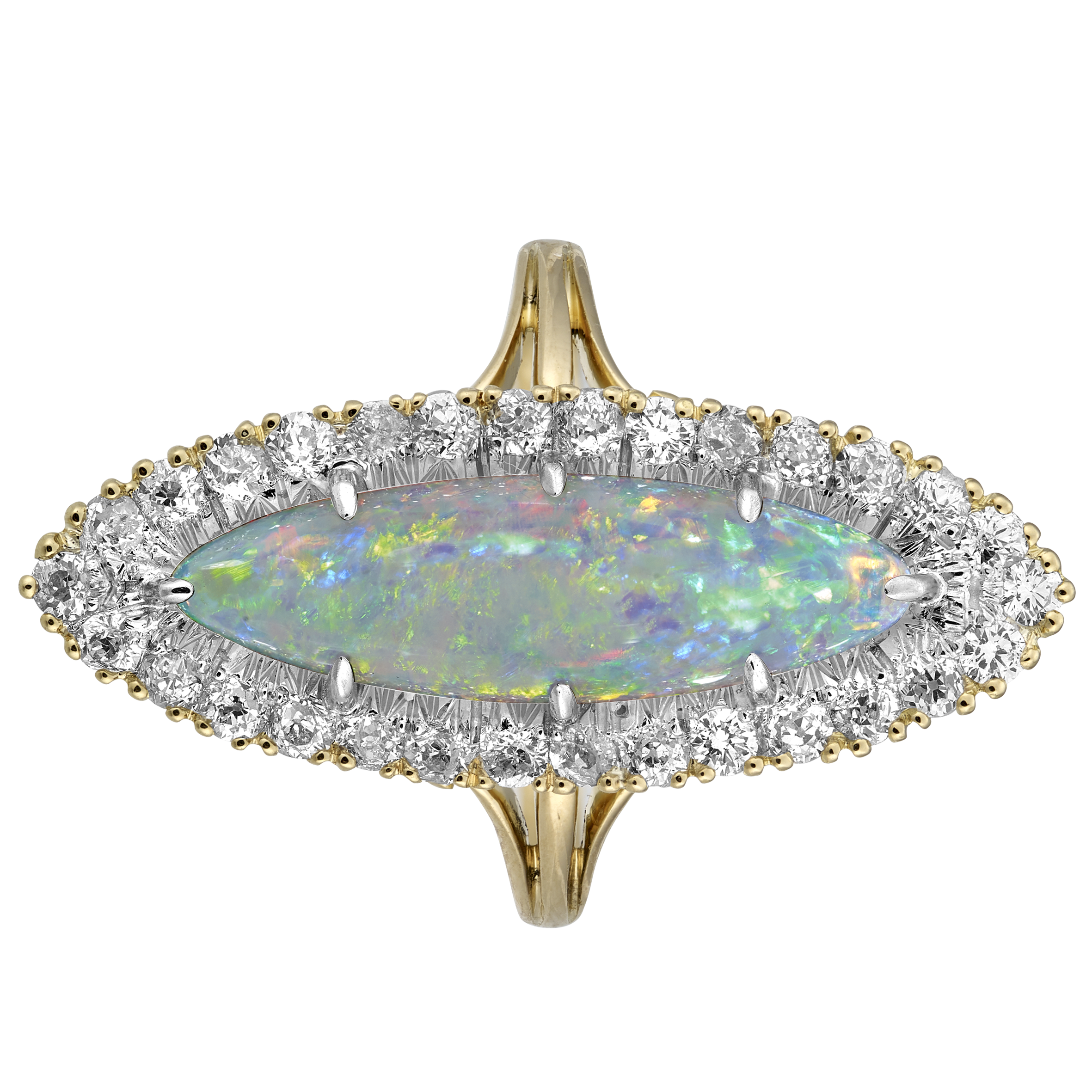 Marquise opale et diamants fin XIXe Gerphagnon
