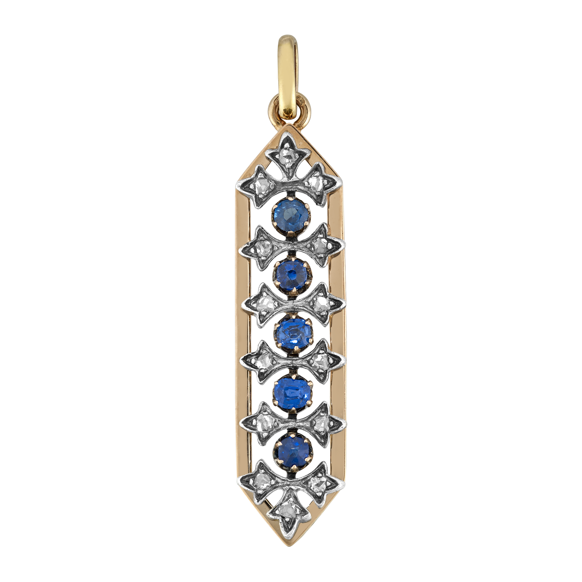 Pendentif saphirs et diamants vers 1860 Gerphagnon