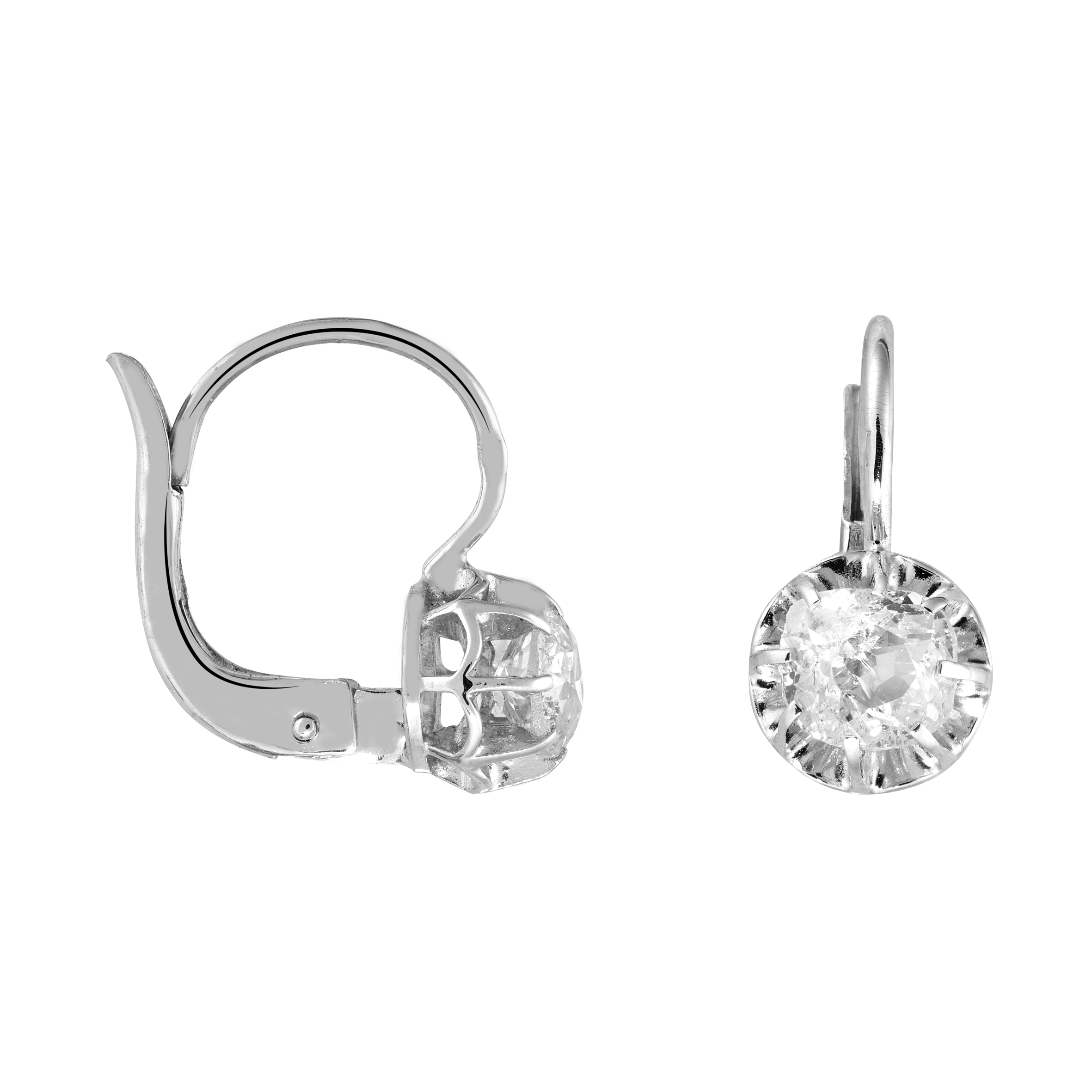 Boucles dormeuses diamants 0,92 carat vers 1950 Gerphagnon