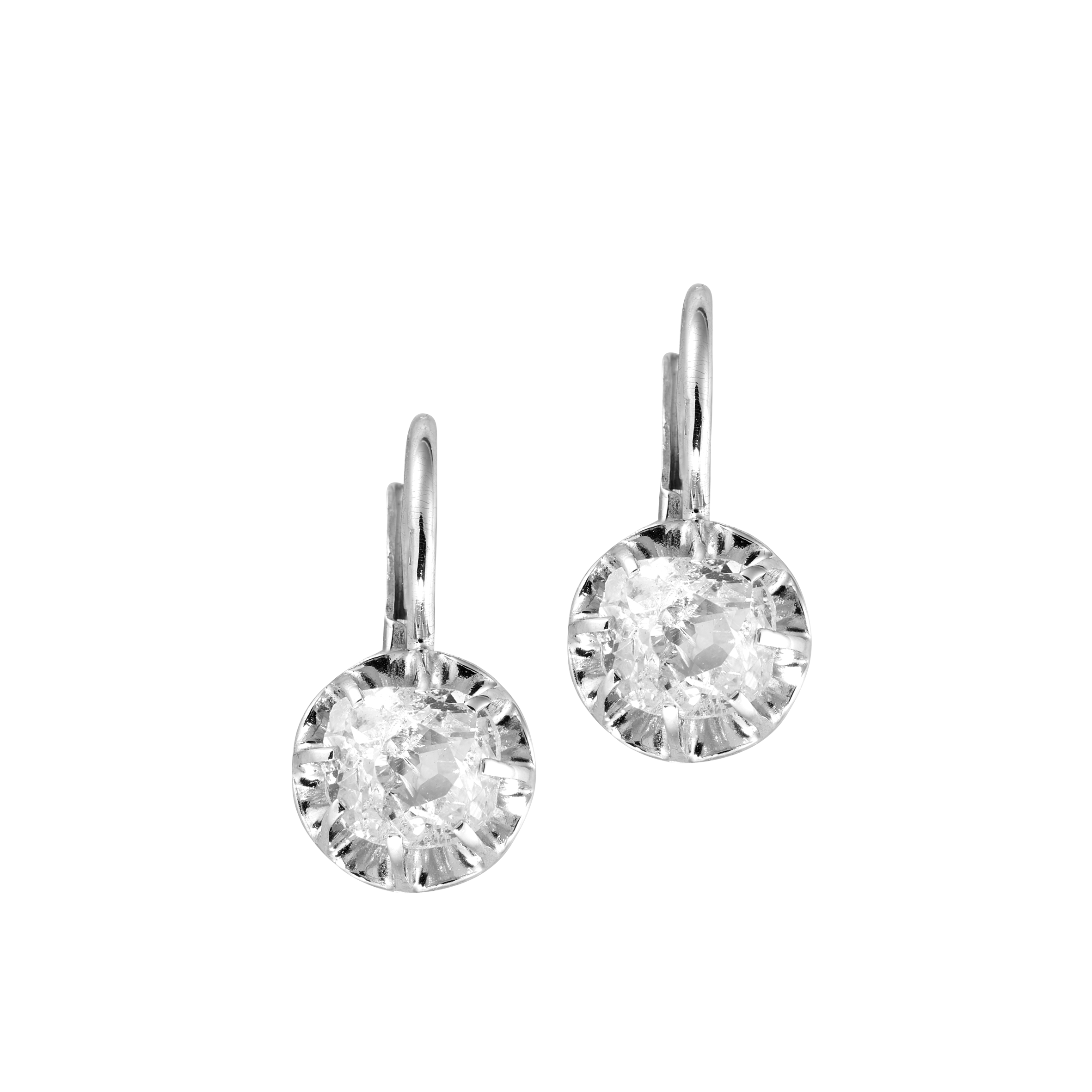 Boucles dormeuses diamants 0,92 carat vers 1950 Gerphagnon