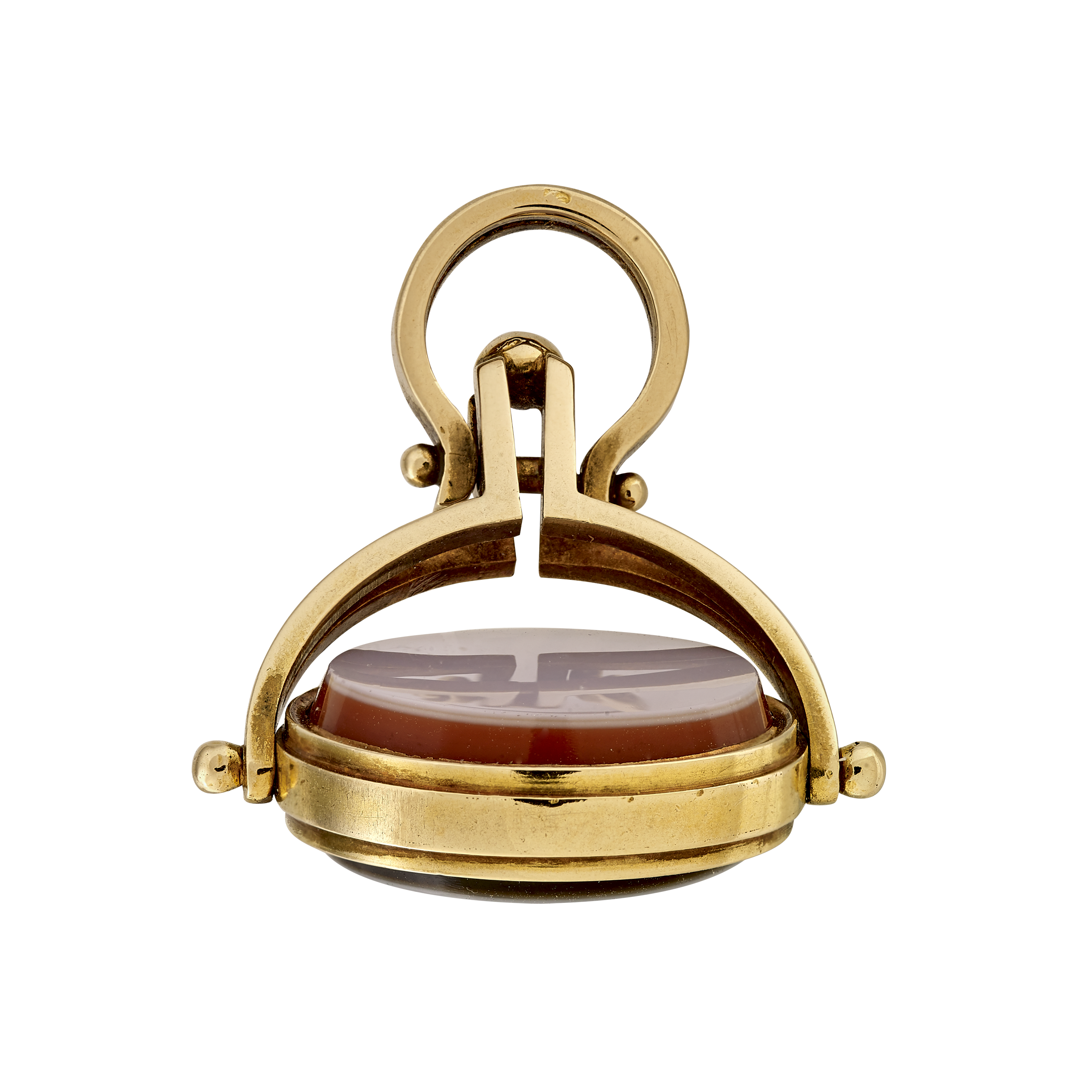 Pendentif réversible agate : cornaline et nicolo fin XIXe Gerphagnon