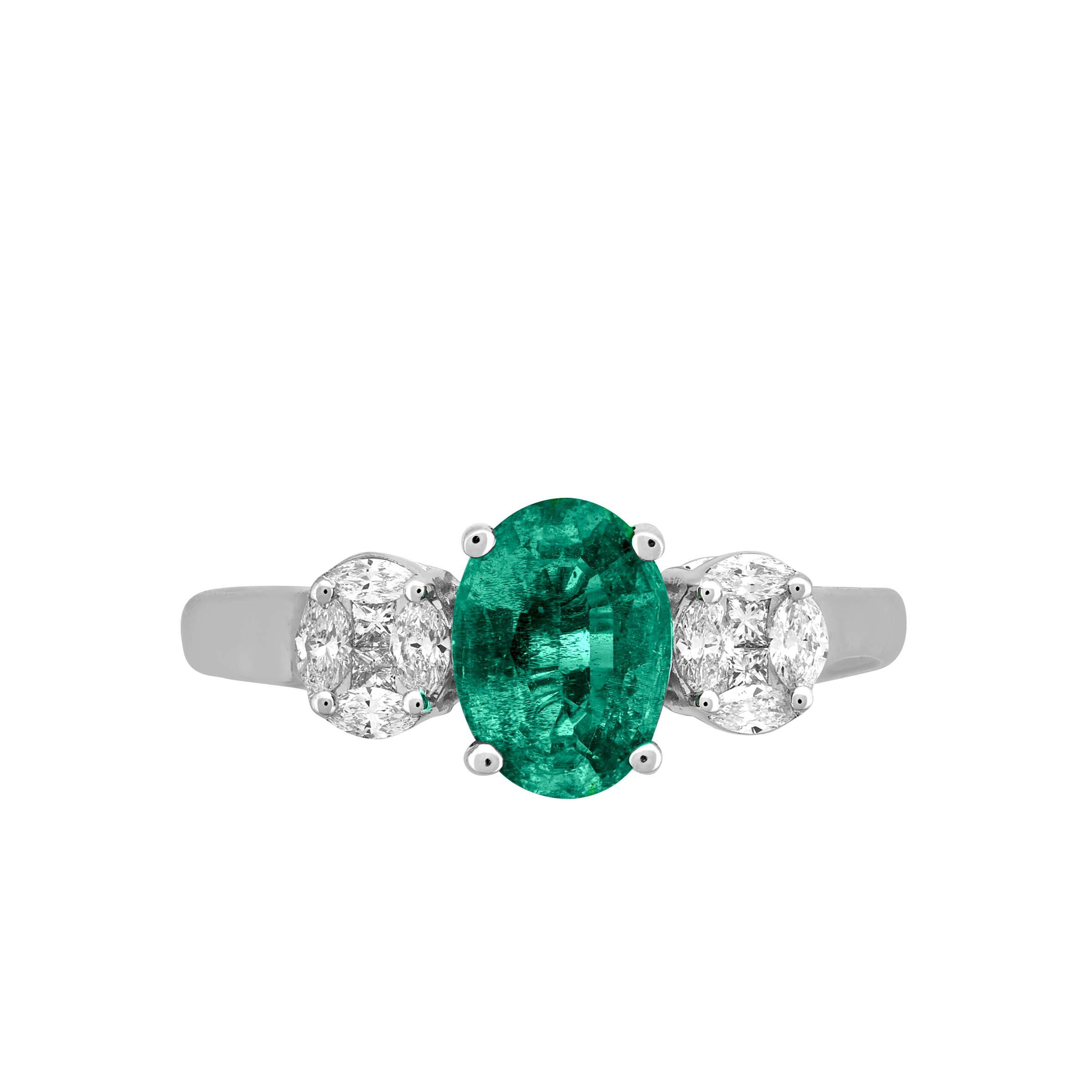 Bague trilogie émeraude et brillants Gerphagnon
