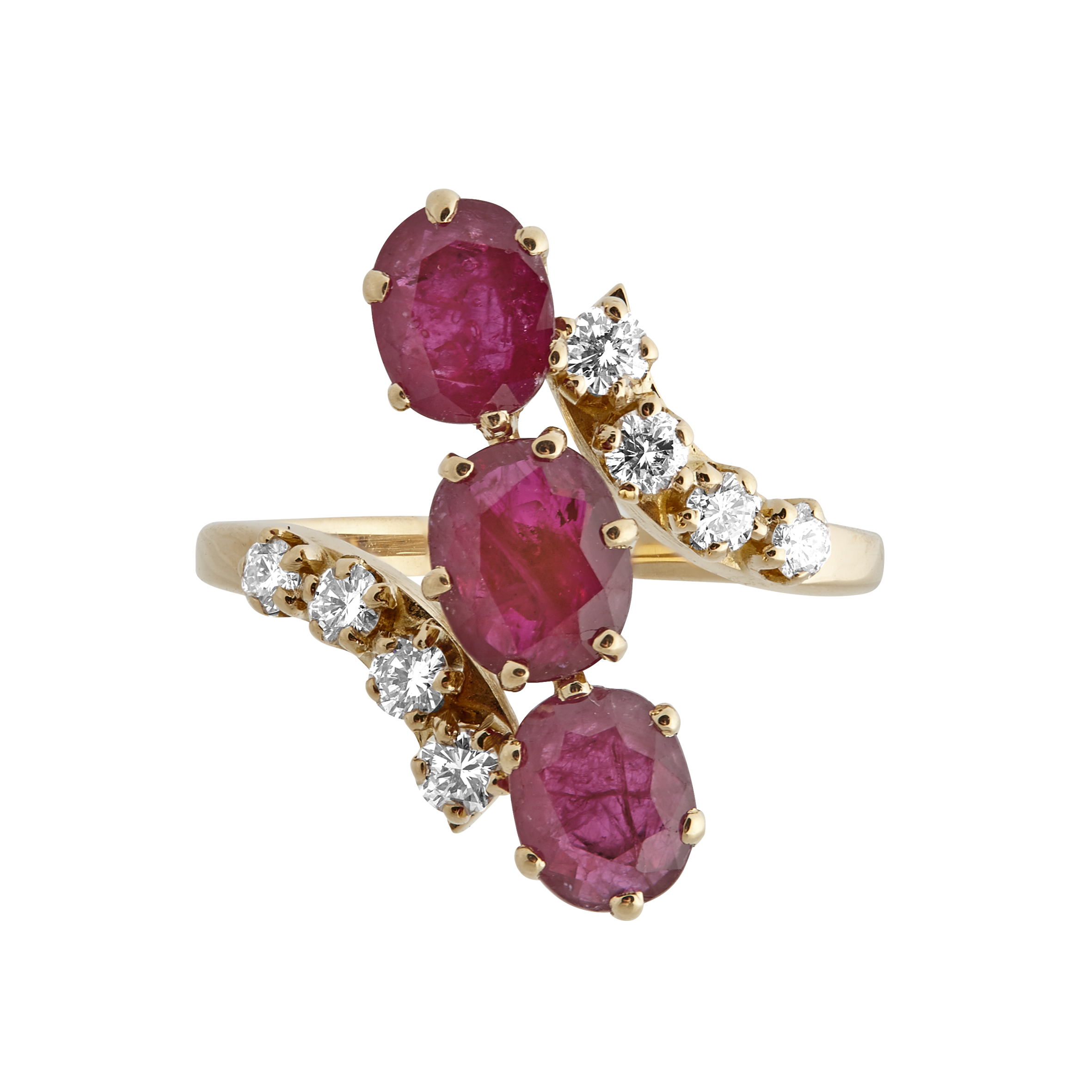 Bague trilogie rubis et brillants Gerphagnon